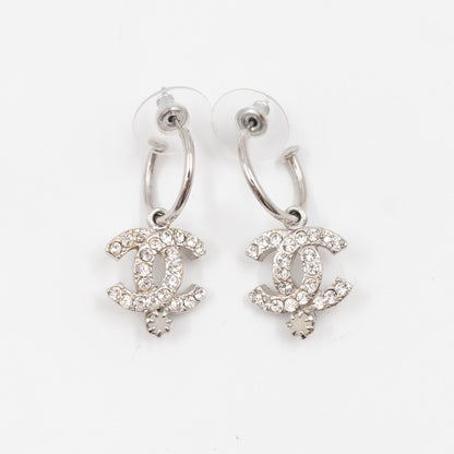 CC Hoops Crystal Earrings Silver