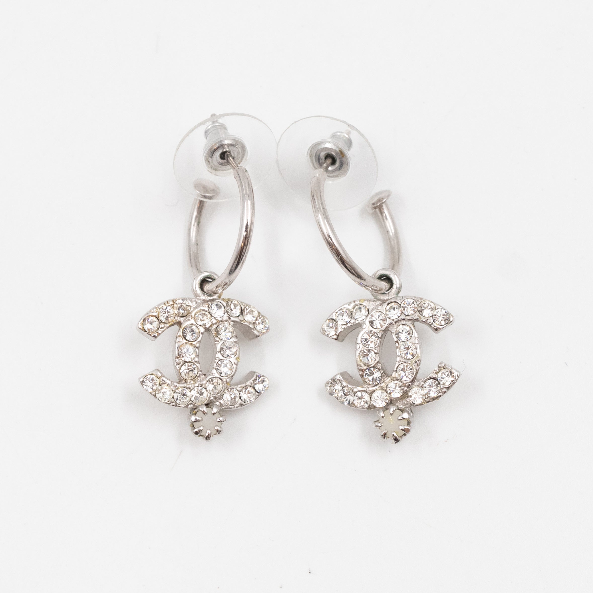 CC Hoops Crystal Earrings Silver