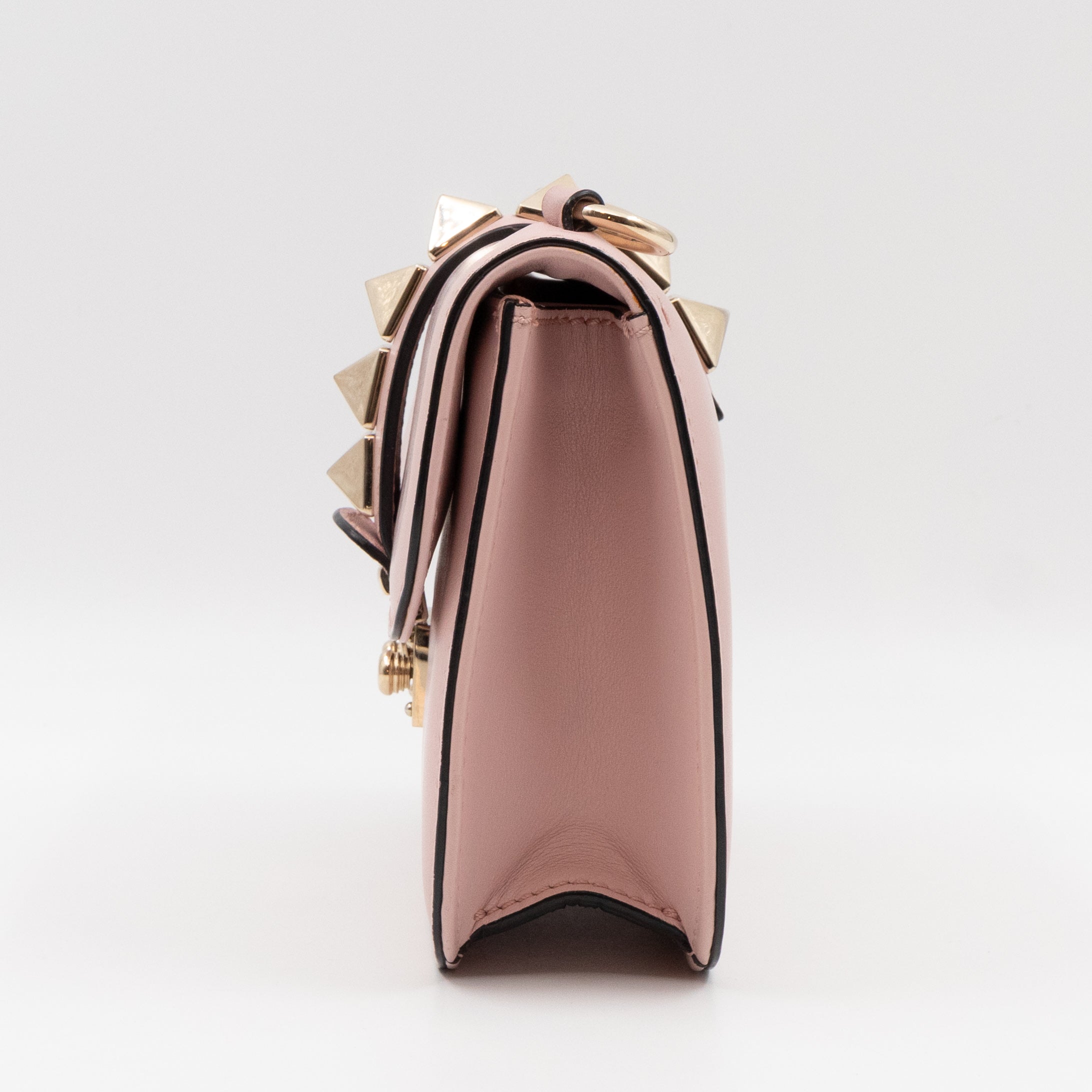 Small Glam Lock Rockstud Flap Bag Light Pink