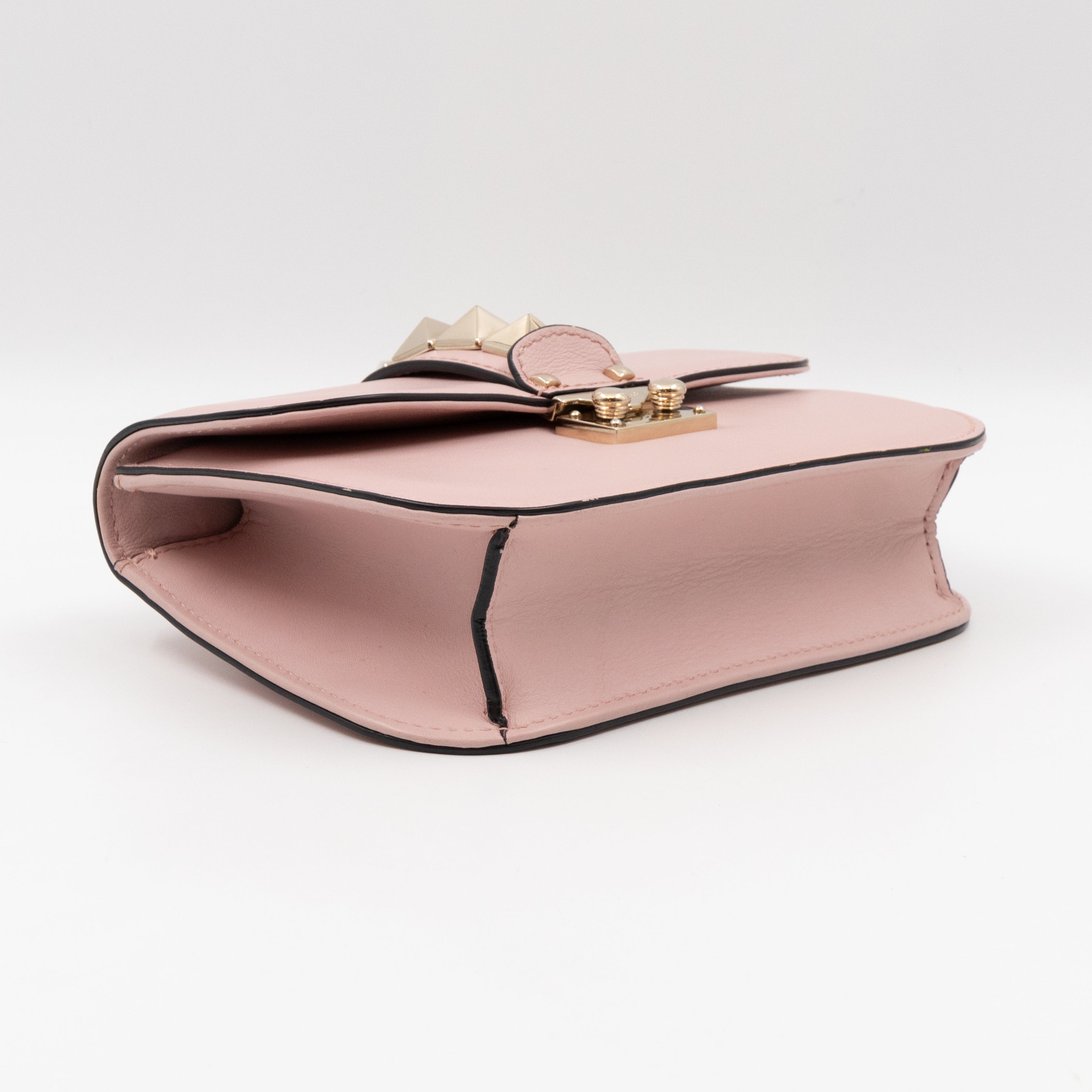 Small Glam Lock Rockstud Flap Bag Light Pink