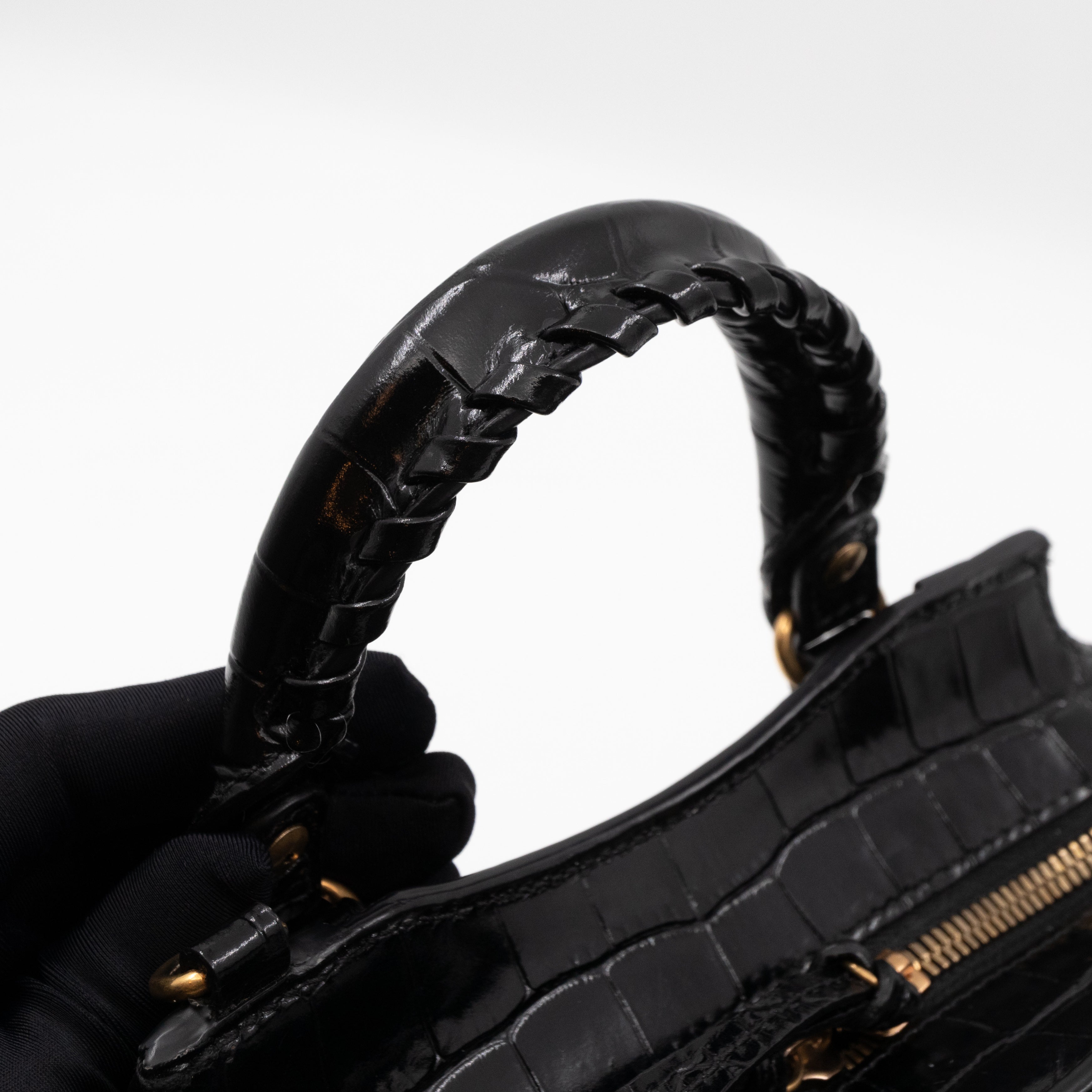 Neo Classic City Mini Black Croc Embossed Leather