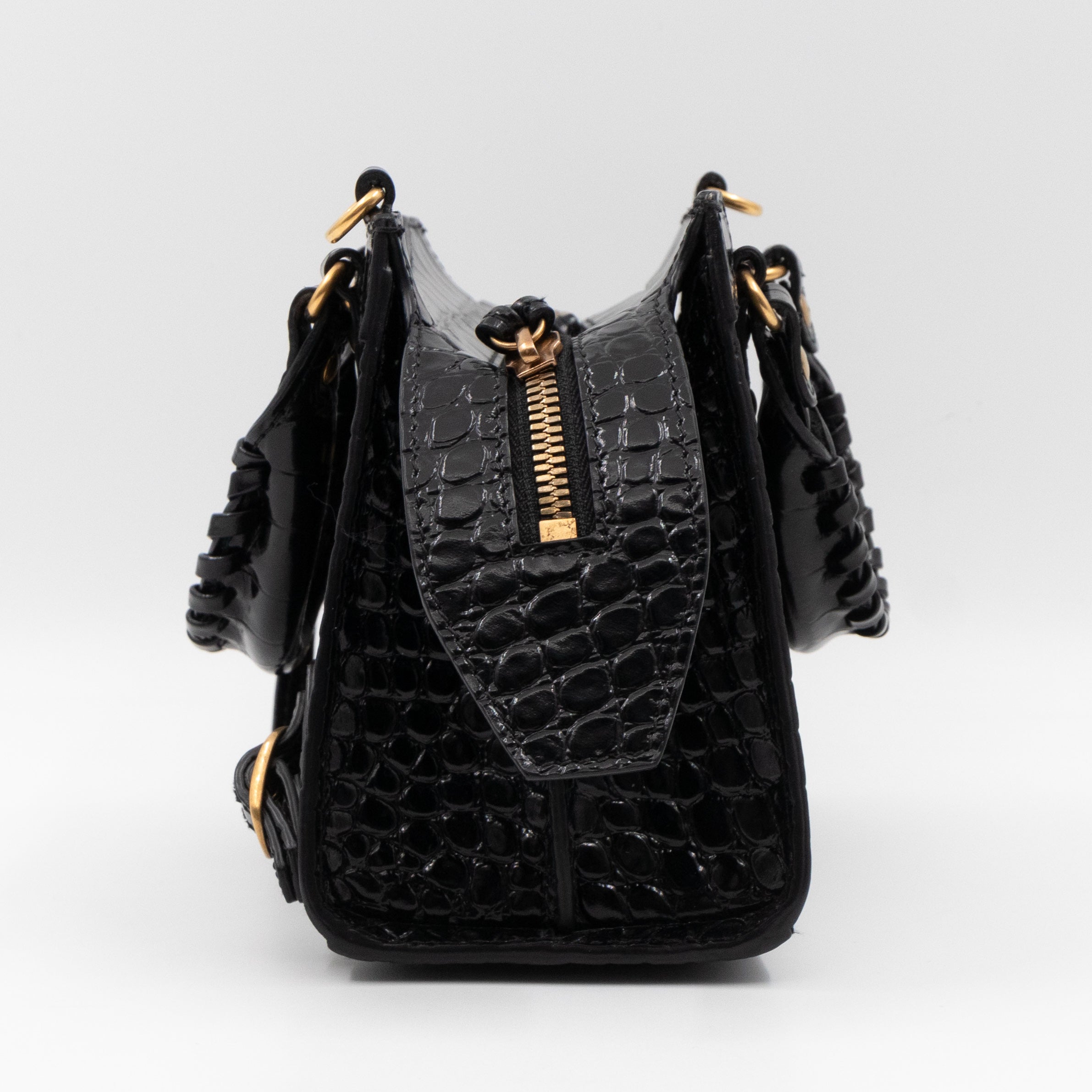 Neo Classic City Mini Black Croc Embossed Leather