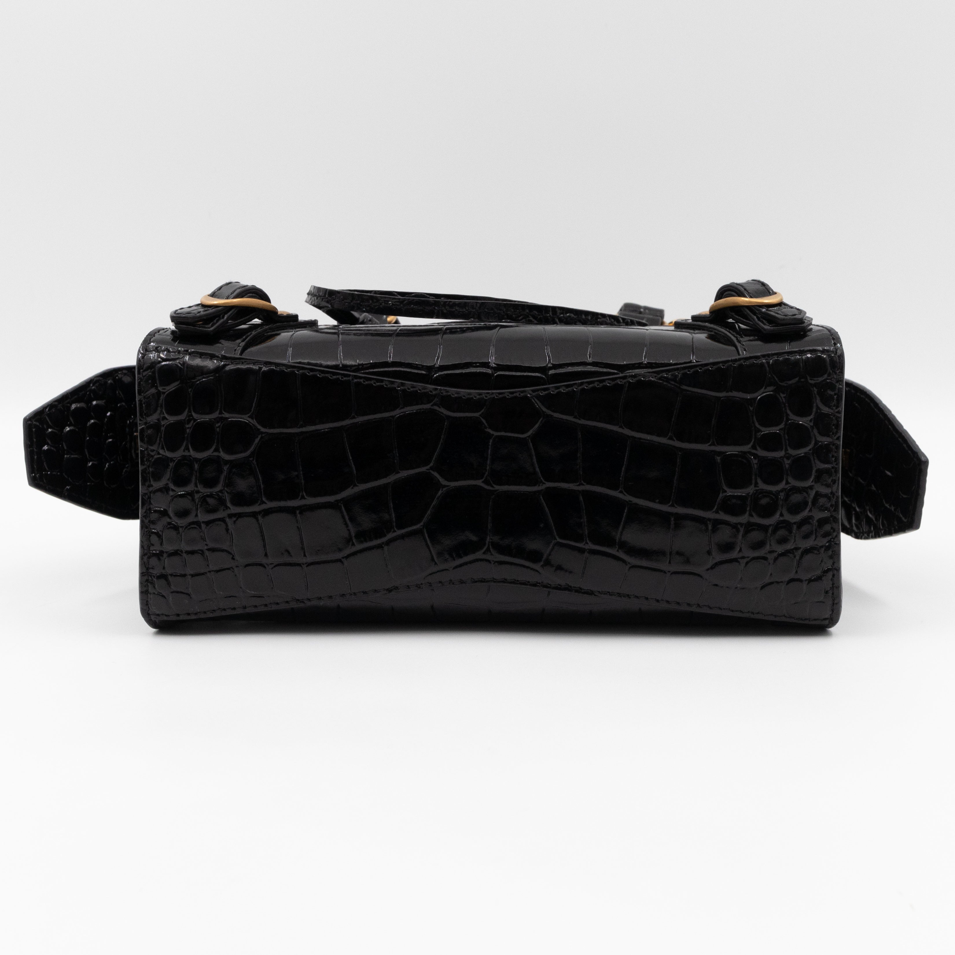 Neo Classic City Mini Black Croc Embossed Leather