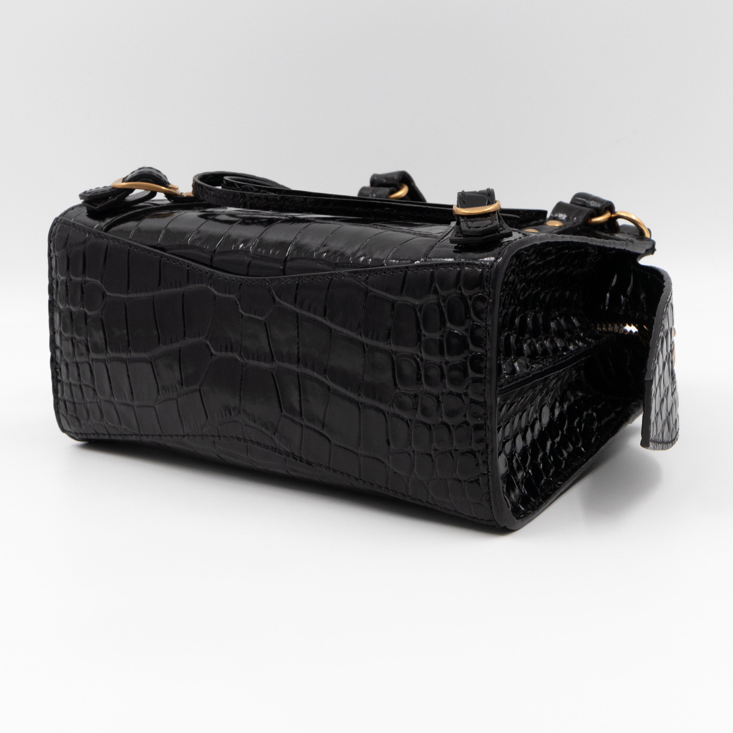 Neo Classic City Mini Black Croc Embossed Leather