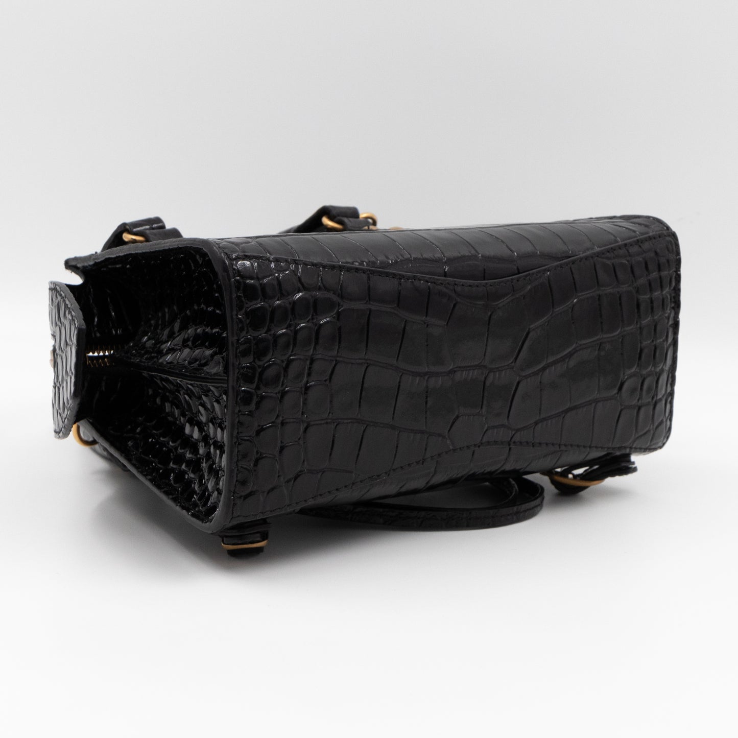 Neo Classic City Mini Black Croc Embossed Leather