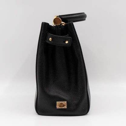Miss Sicily Medium Shopper Bag Black Leather