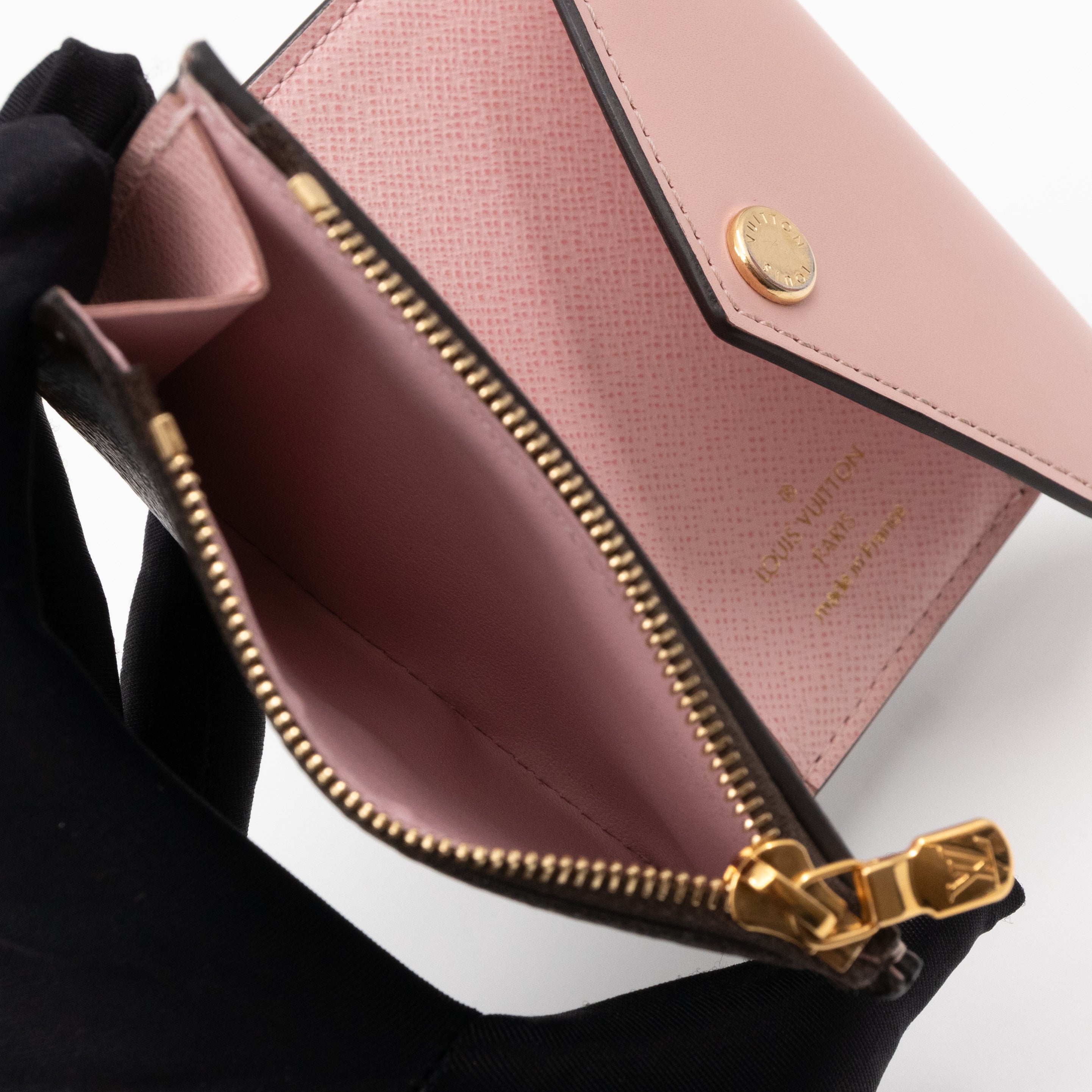 Zoe Wallet Monogram Rose Ballerine