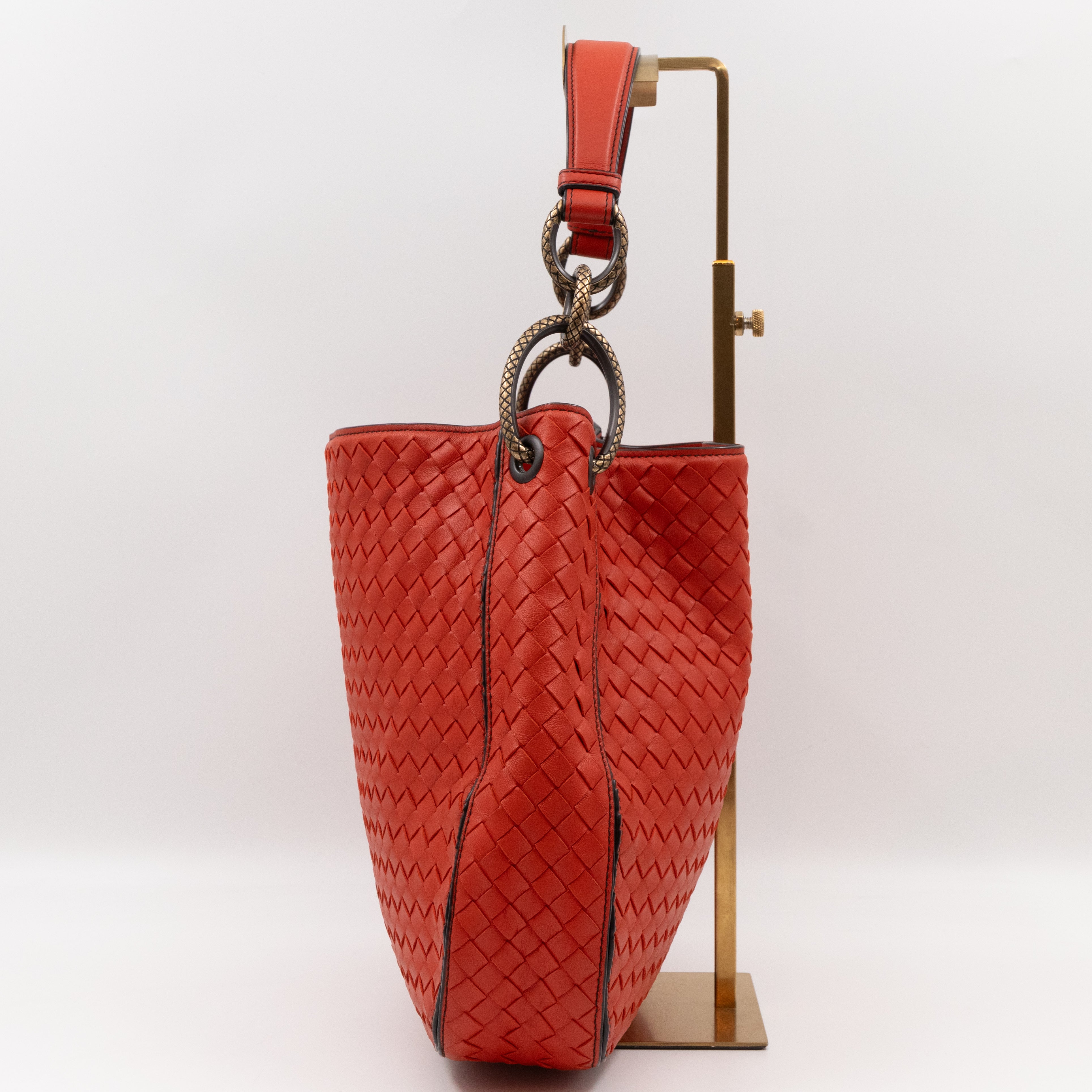 Loop Shoulder Bag Intrecciato Orange Leather