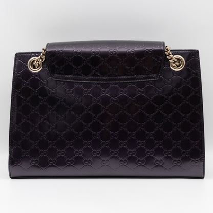 Emily Large Chain Shoulder Bag Guccissima Purple Patent Leather