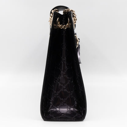 Emily Large Chain Shoulder Bag Guccissima Purple Patent Leather