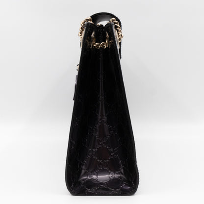 Emily Large Chain Shoulder Bag Guccissima Purple Patent Leather