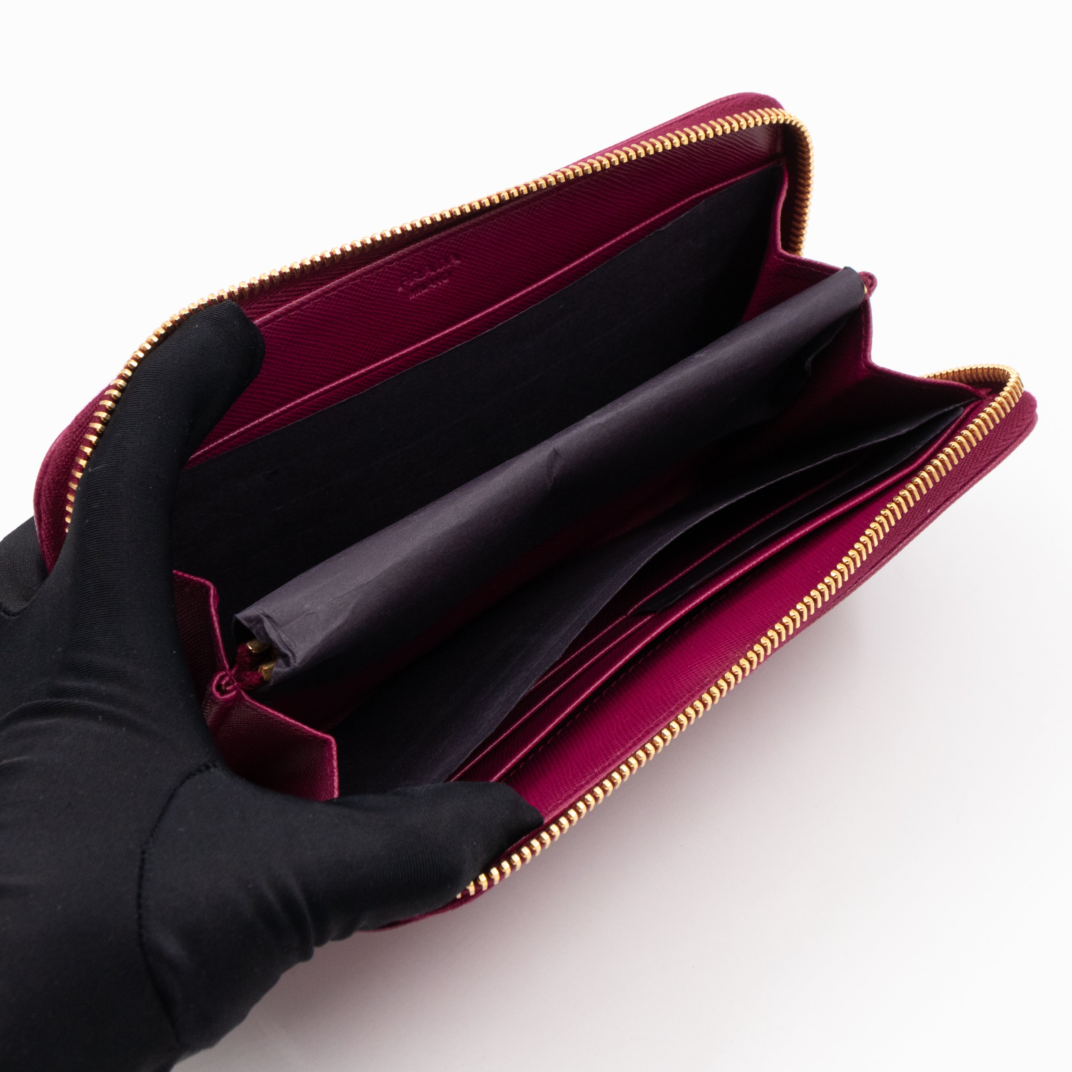 Zip Around Wallet Saffiano Ametista Metal Leather