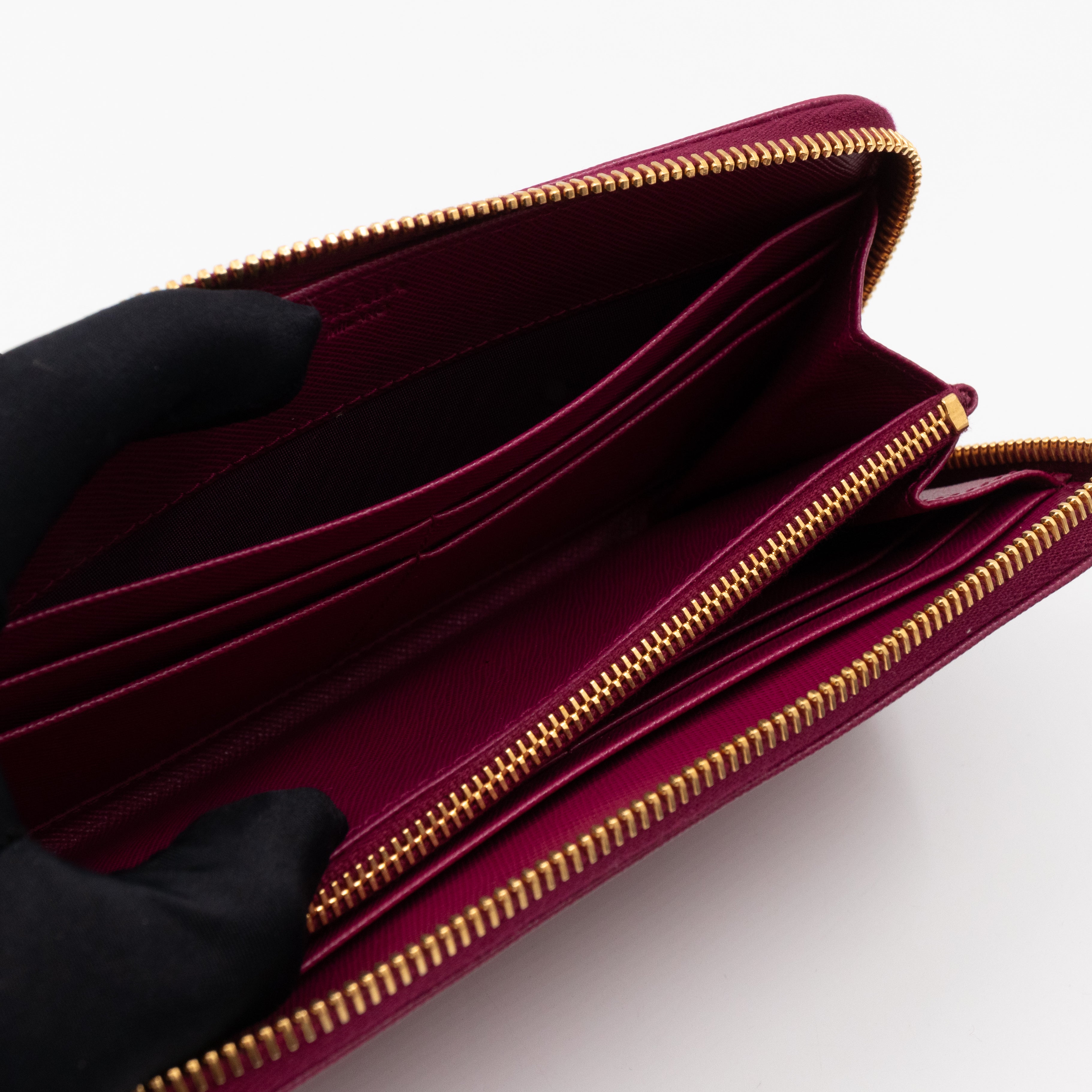 Zip Around Wallet Saffiano Ametista Metal Leather
