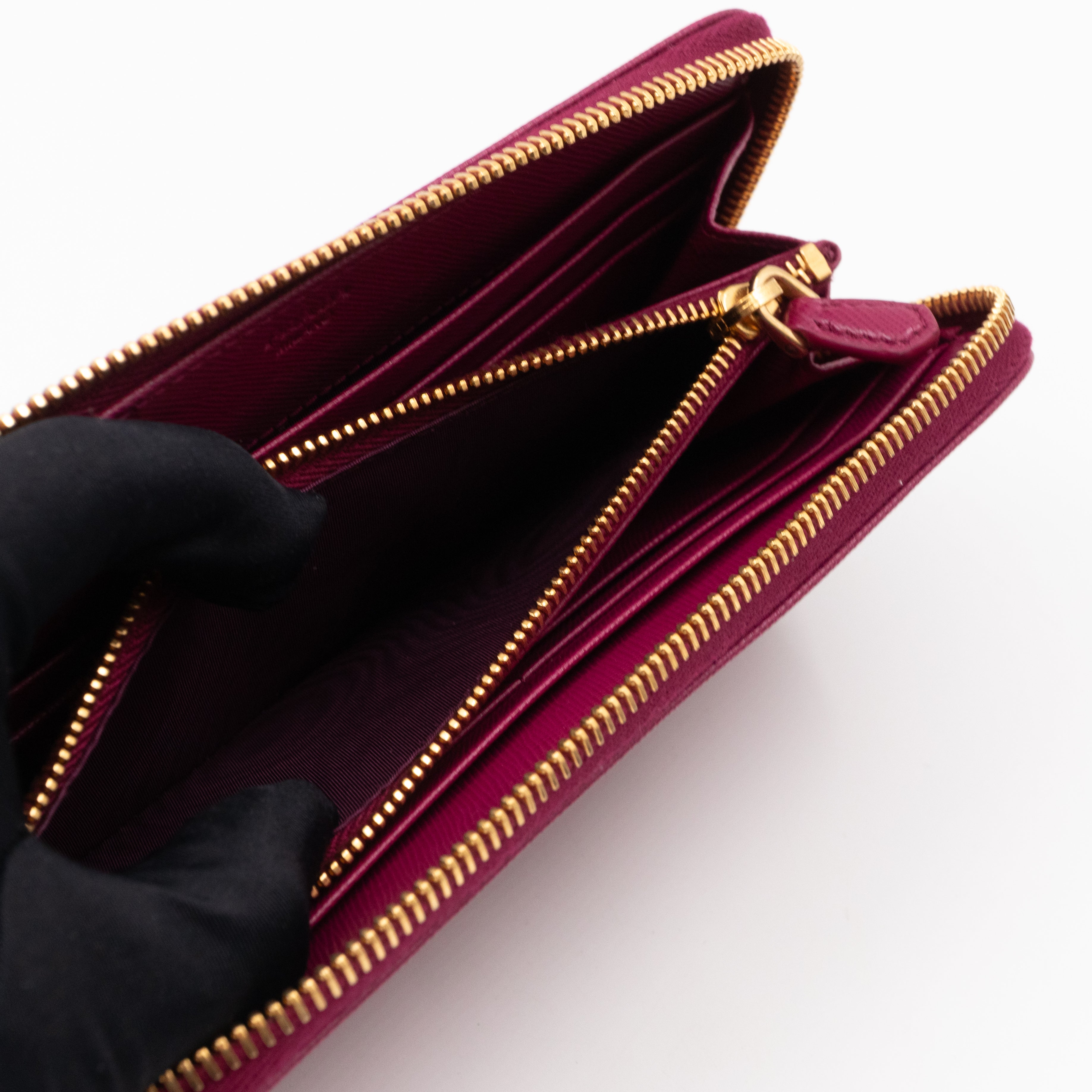 Zip Around Wallet Saffiano Ametista Metal Leather