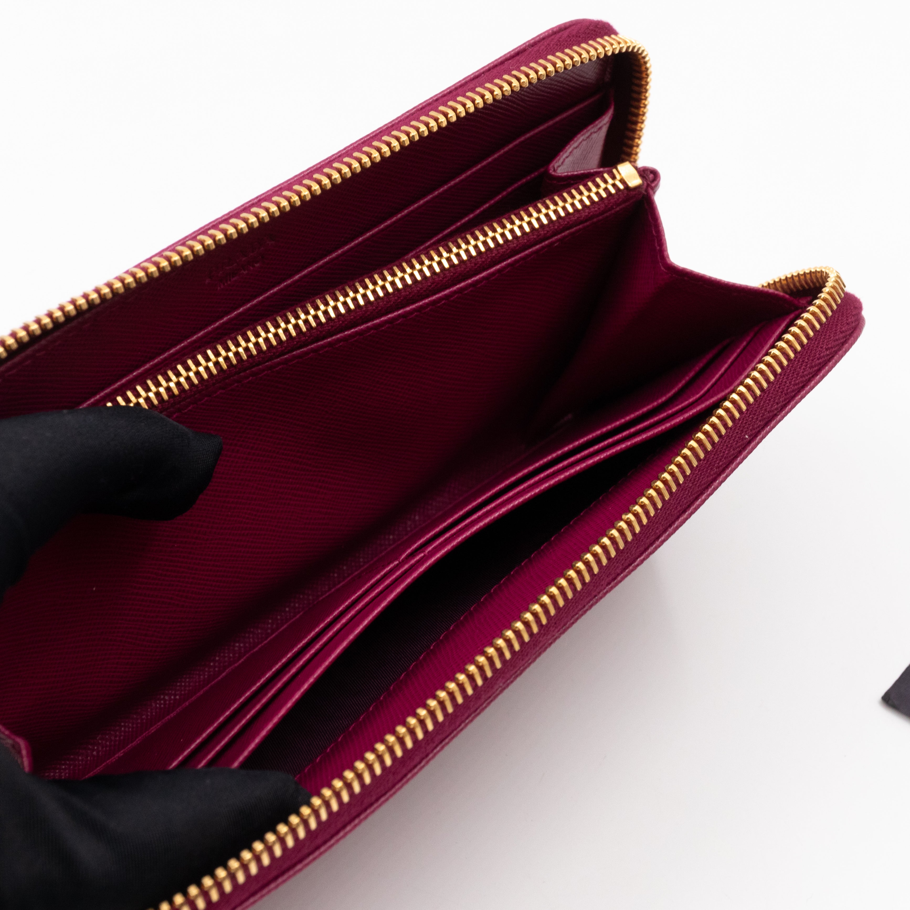 Zip Around Wallet Saffiano Ametista Metal Leather