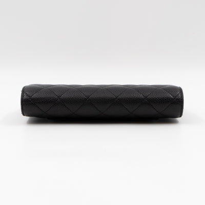 Classic Flap Long Wallet Black Caviar Gold