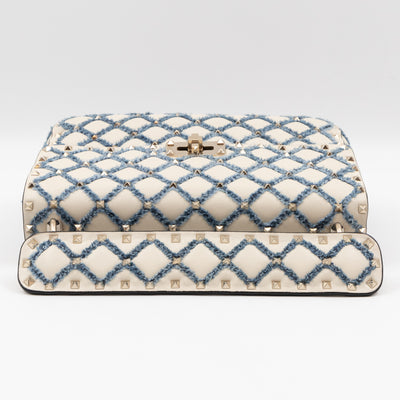 Rockstud Spike Medium Shoulder Bag Nappa Denim Quilted