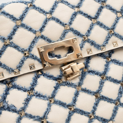 Rockstud Spike Medium Shoulder Bag Nappa Denim Quilted