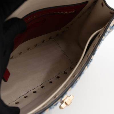 Rockstud Spike Medium Shoulder Bag Nappa Denim Quilted