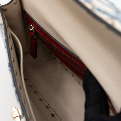 Rockstud Spike Medium Shoulder Bag Nappa Denim Quilted