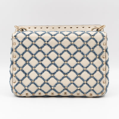 Rockstud Spike Medium Shoulder Bag Nappa Denim Quilted