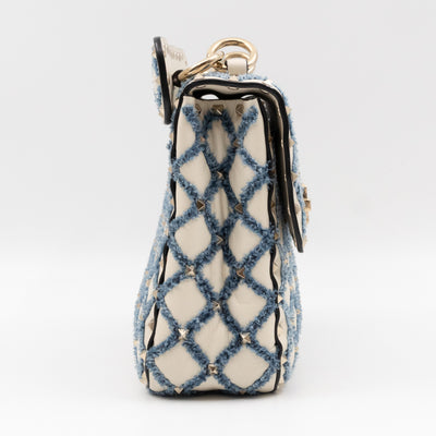 Rockstud Spike Medium Shoulder Bag Nappa Denim Quilted