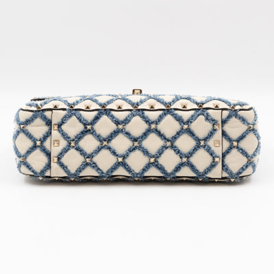 Rockstud Spike Medium Shoulder Bag Nappa Denim Quilted