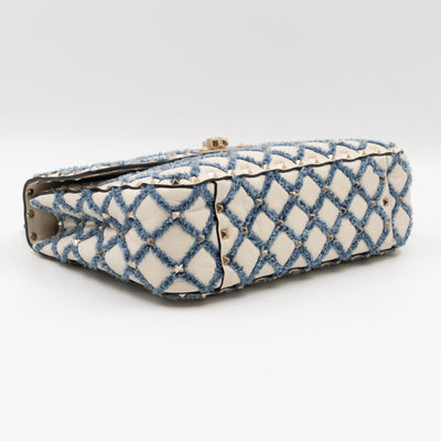 Rockstud Spike Medium Shoulder Bag Nappa Denim Quilted
