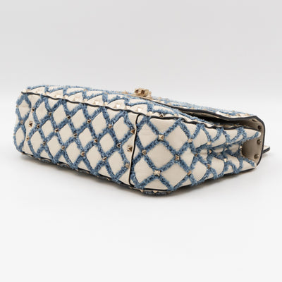 Rockstud Spike Medium Shoulder Bag Nappa Denim Quilted