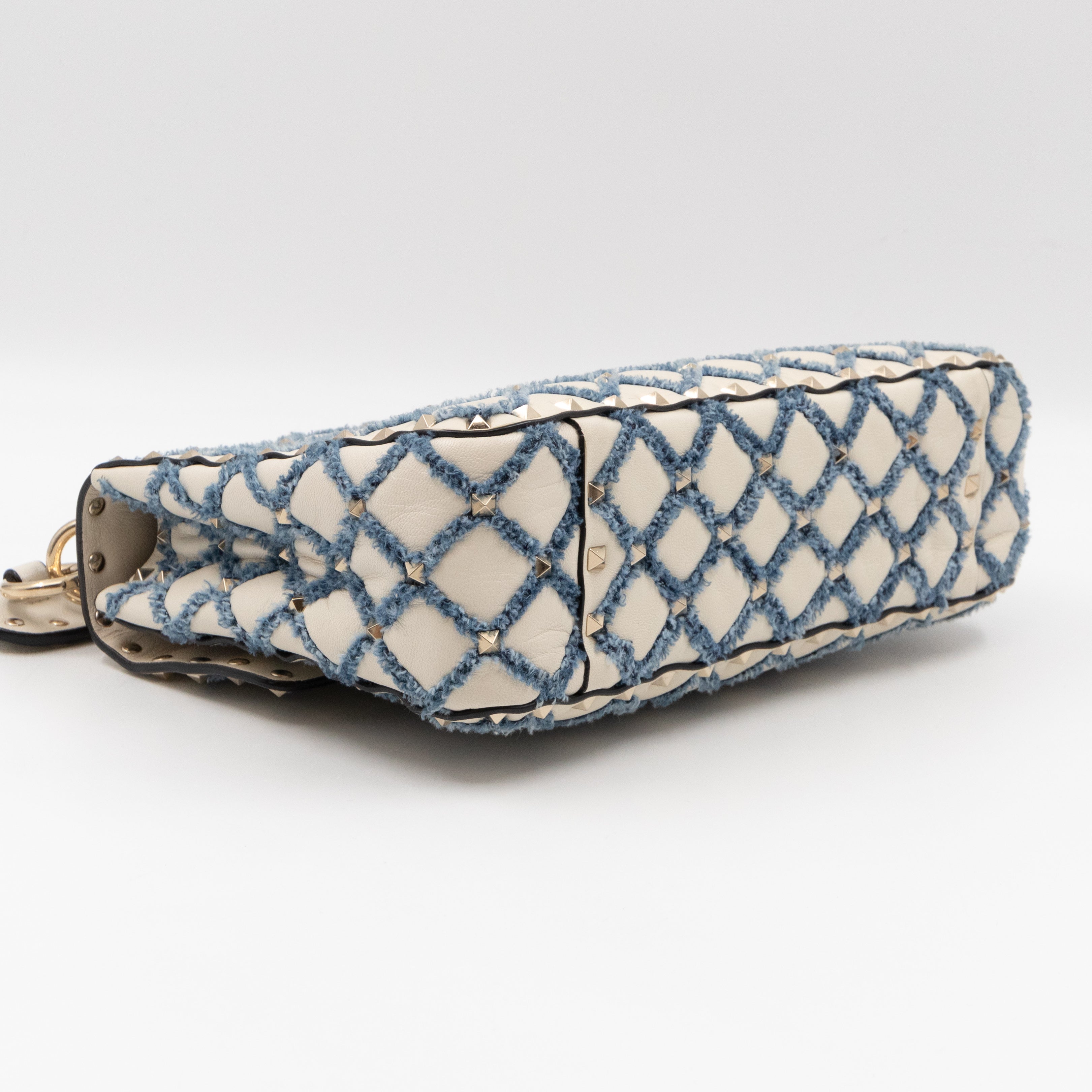 Rockstud Spike Medium Shoulder Bag Nappa Denim Quilted