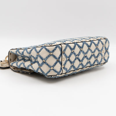Rockstud Spike Medium Shoulder Bag Nappa Denim Quilted