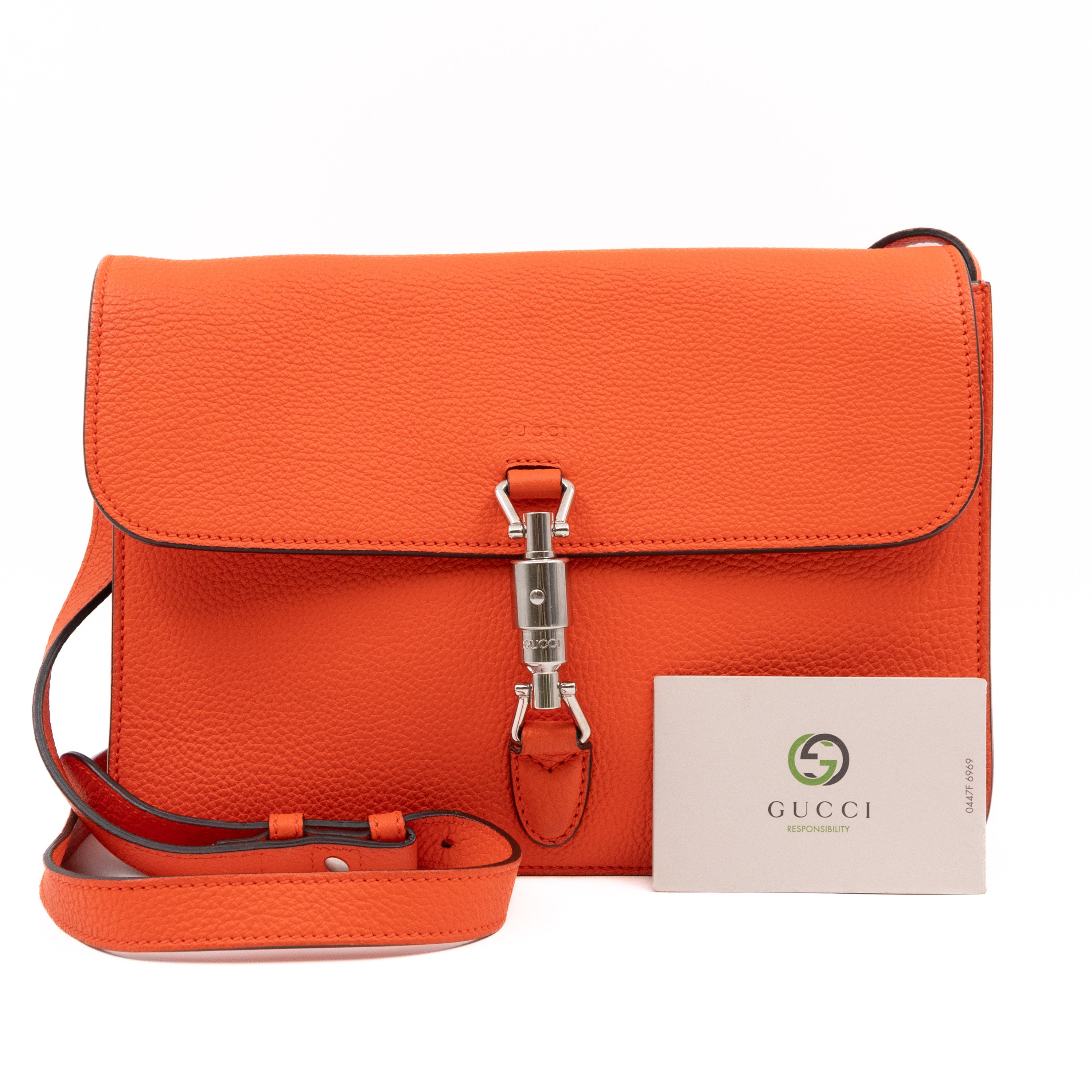 Gucci Gucci Jackie Soft Flap Bag Orange Leather Queen Station