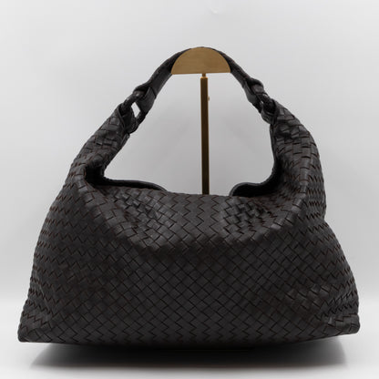 Sloane Hobo Bag Intrecciato Brown Leather