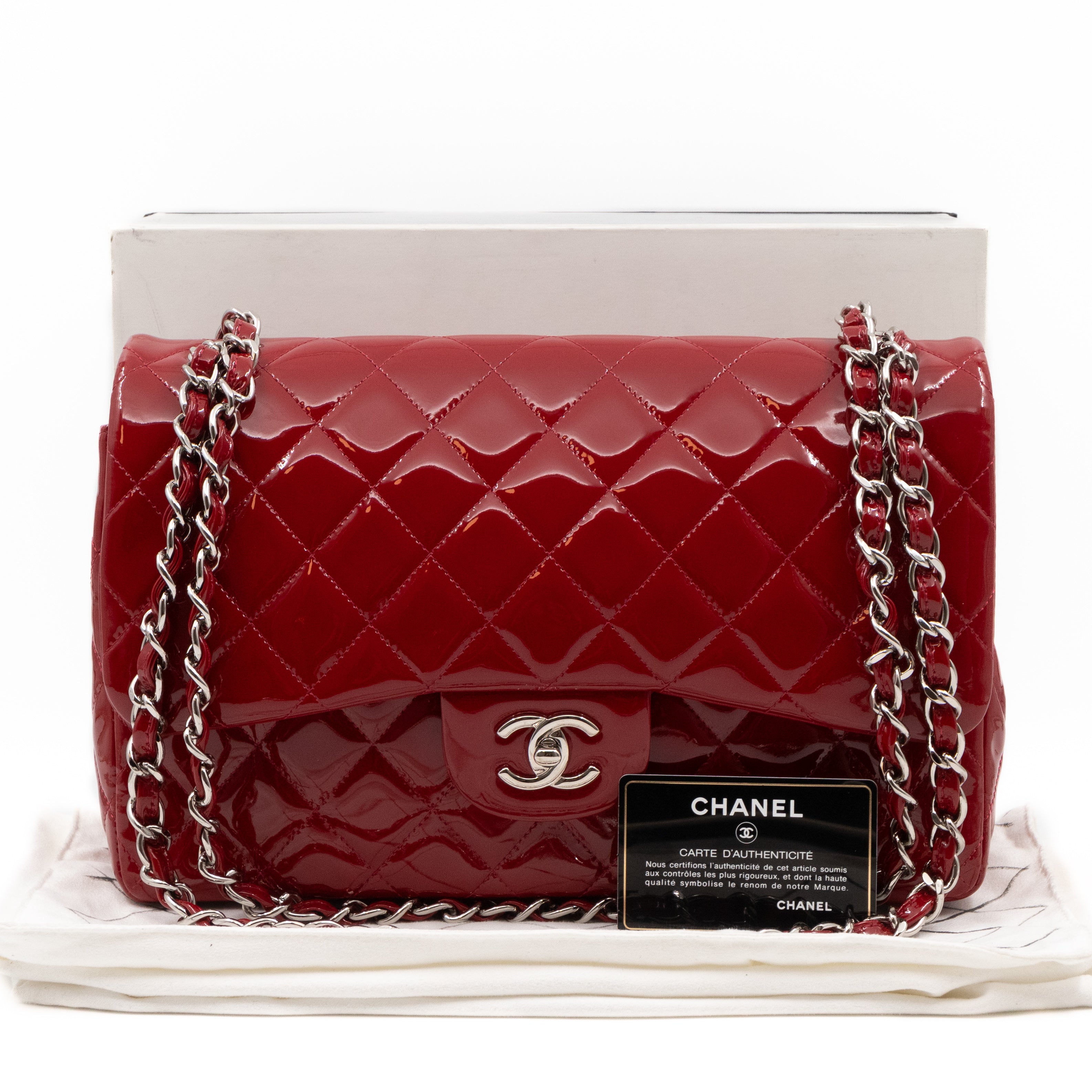 Classic Double Flap Jumbo Red Patent Leather