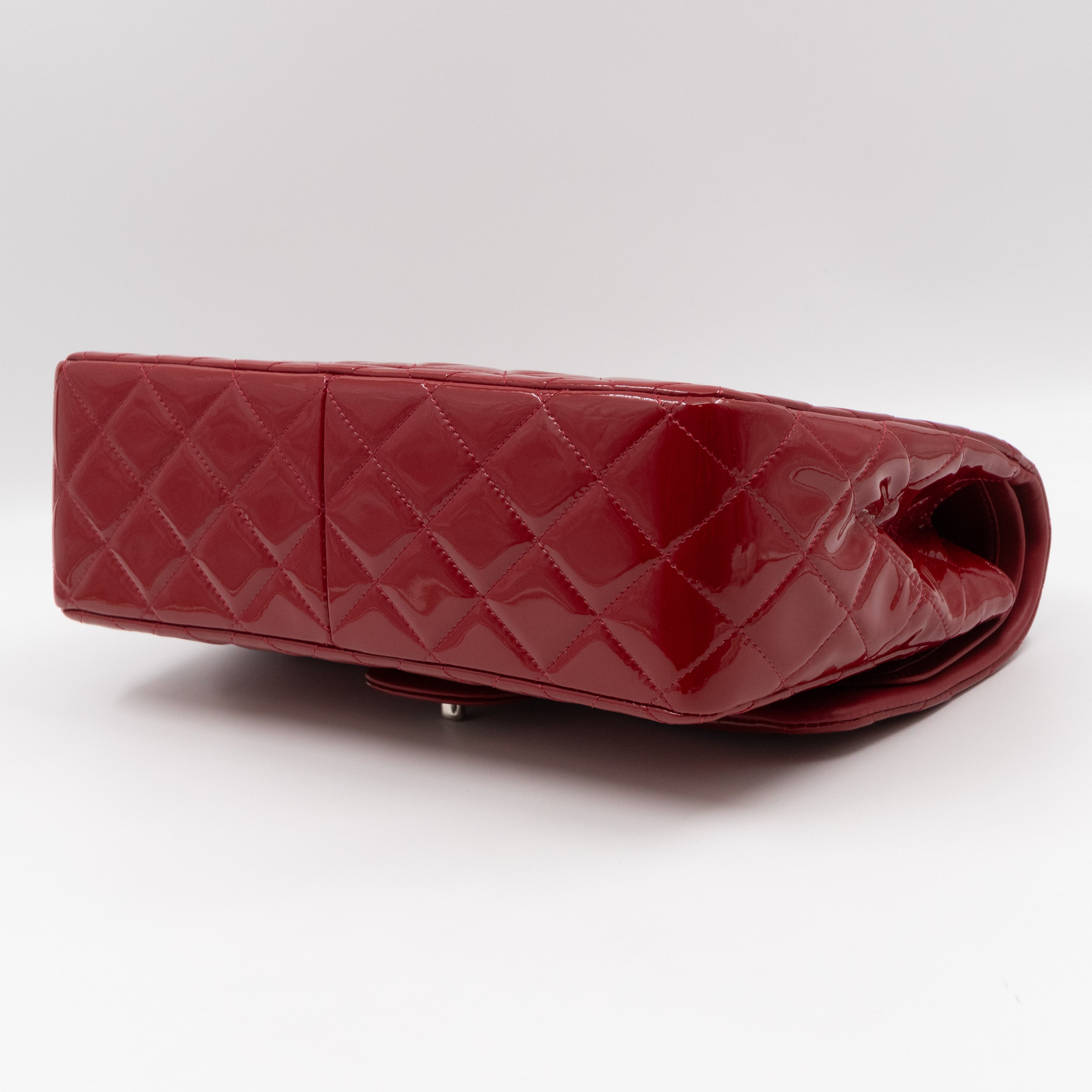 Classic Double Flap Jumbo Red Patent Leather
