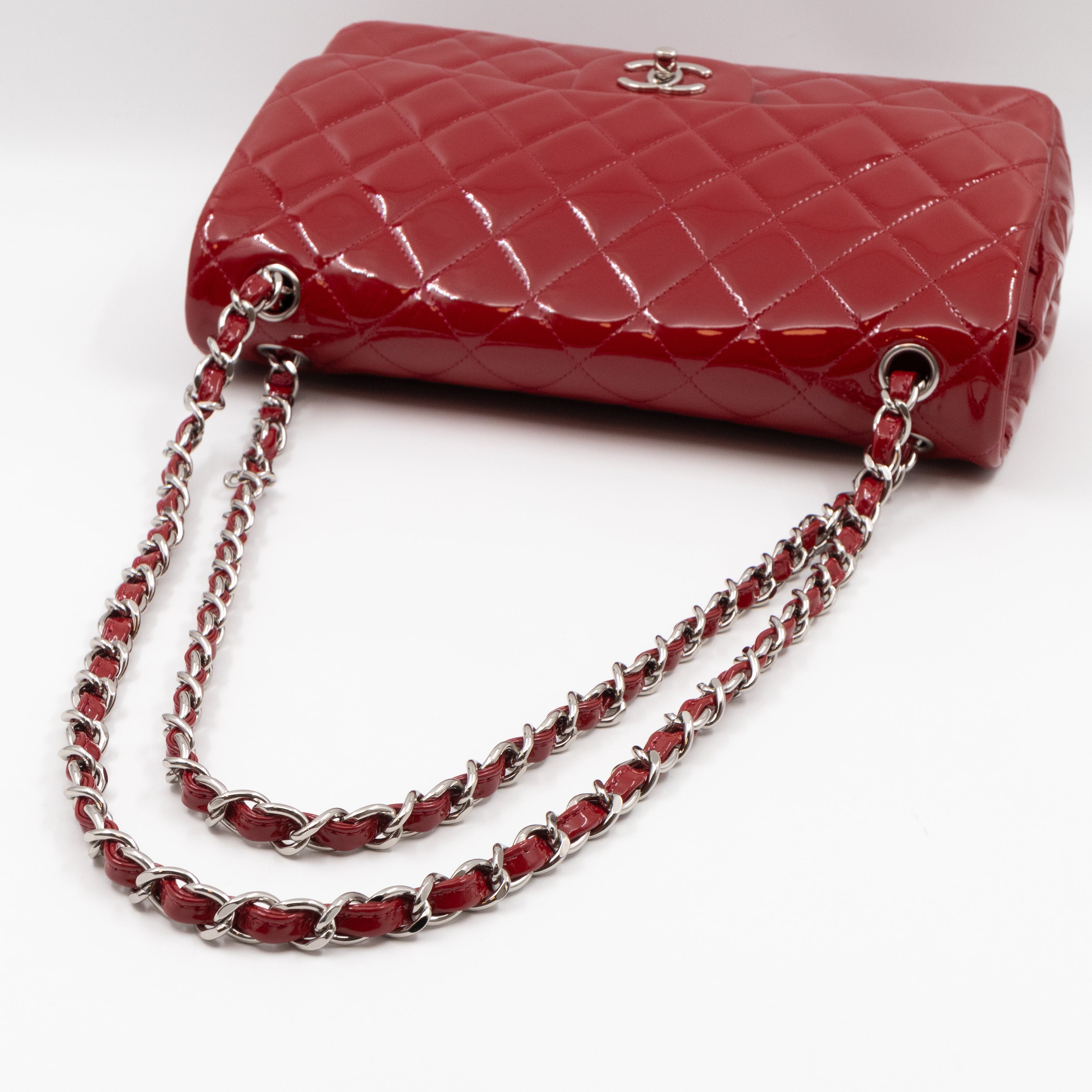 Classic Double Flap Jumbo Red Patent Leather