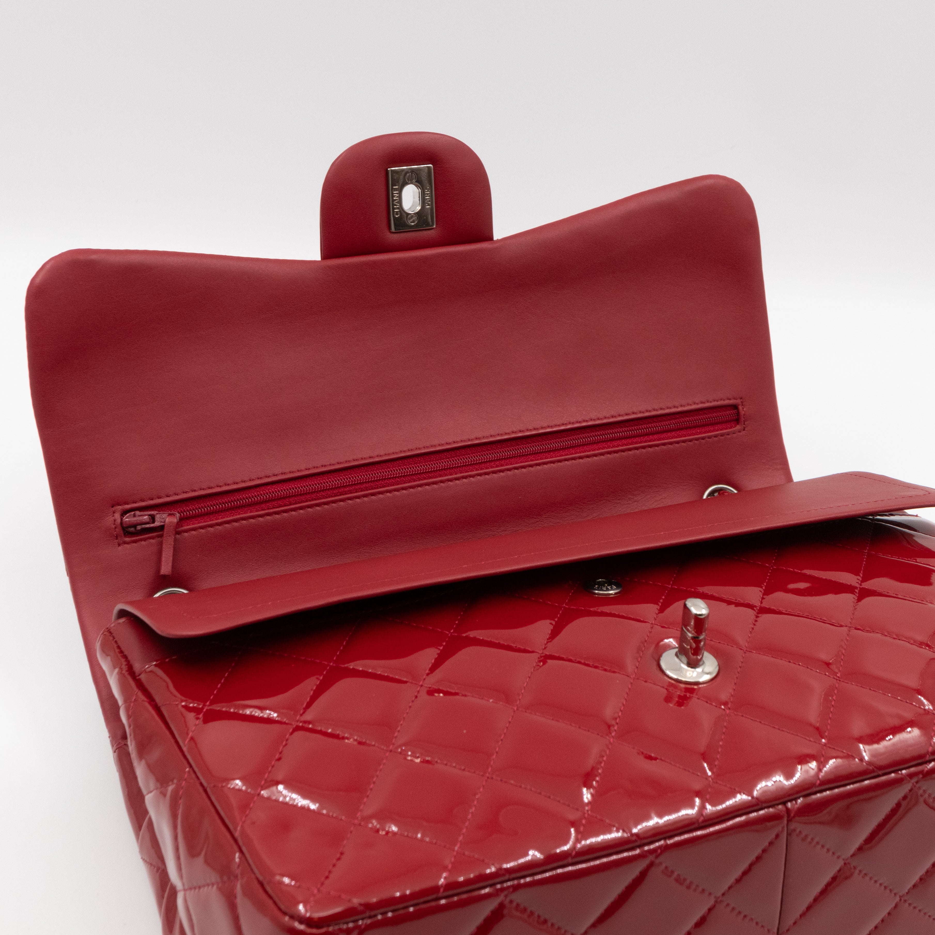 Classic Double Flap Jumbo Red Patent Leather