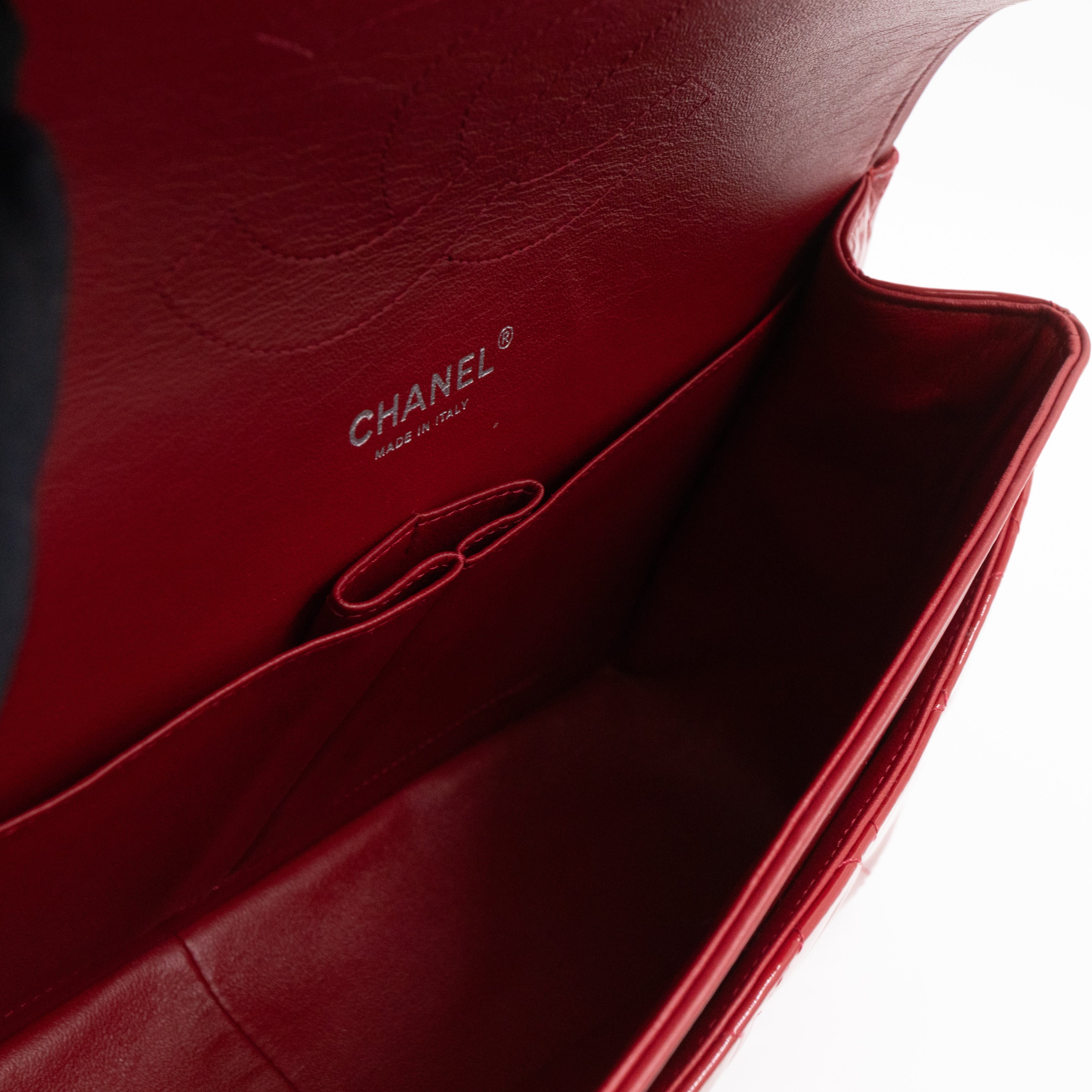 Classic Double Flap Jumbo Red Patent Leather
