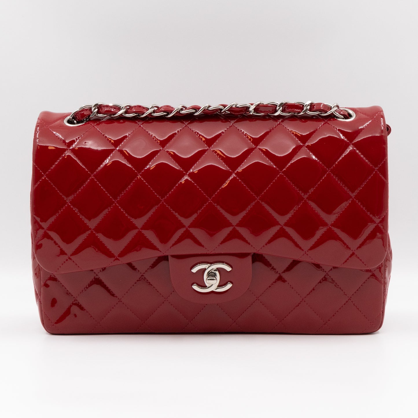 Classic Double Flap Jumbo Red Patent Leather