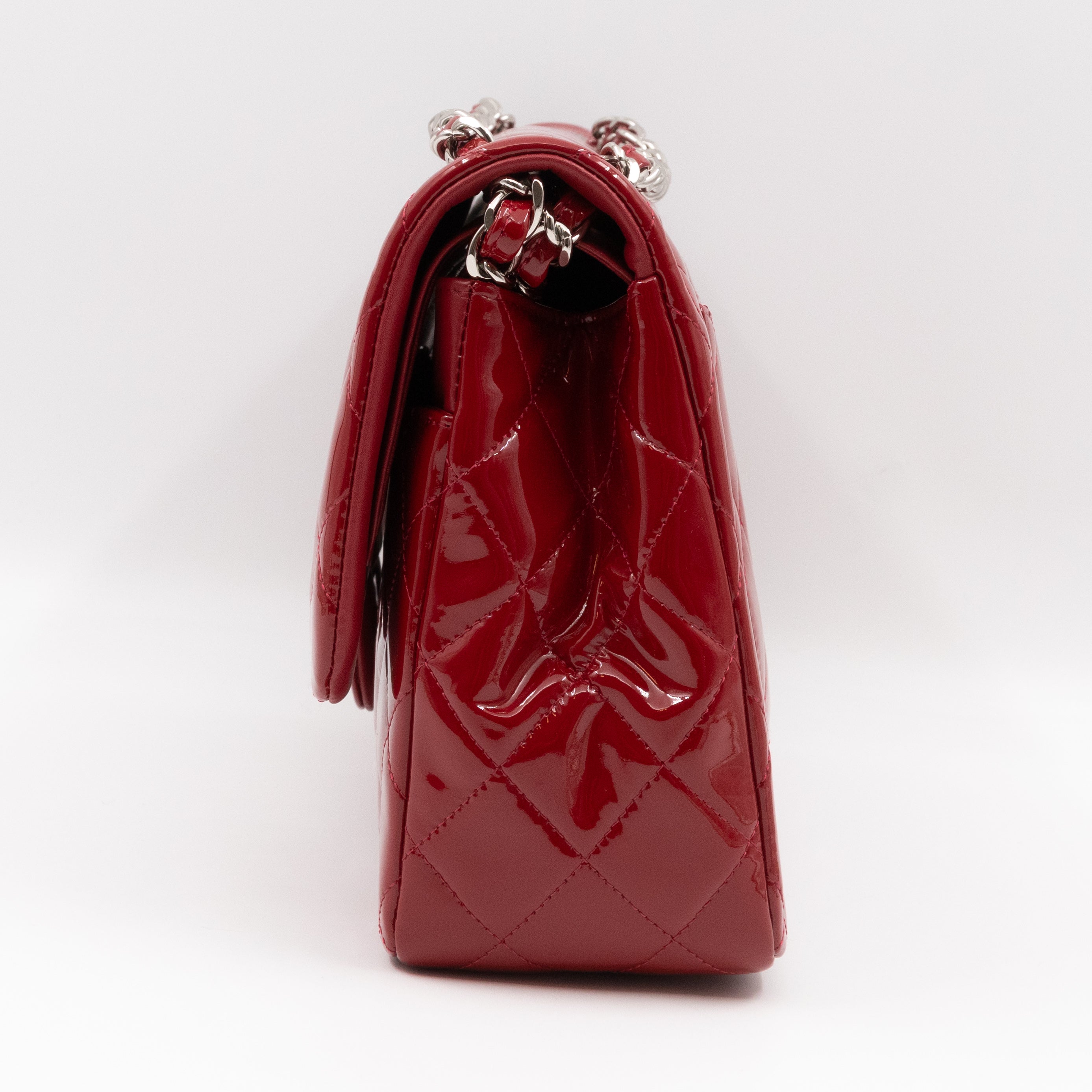 Classic Double Flap Jumbo Red Patent Leather