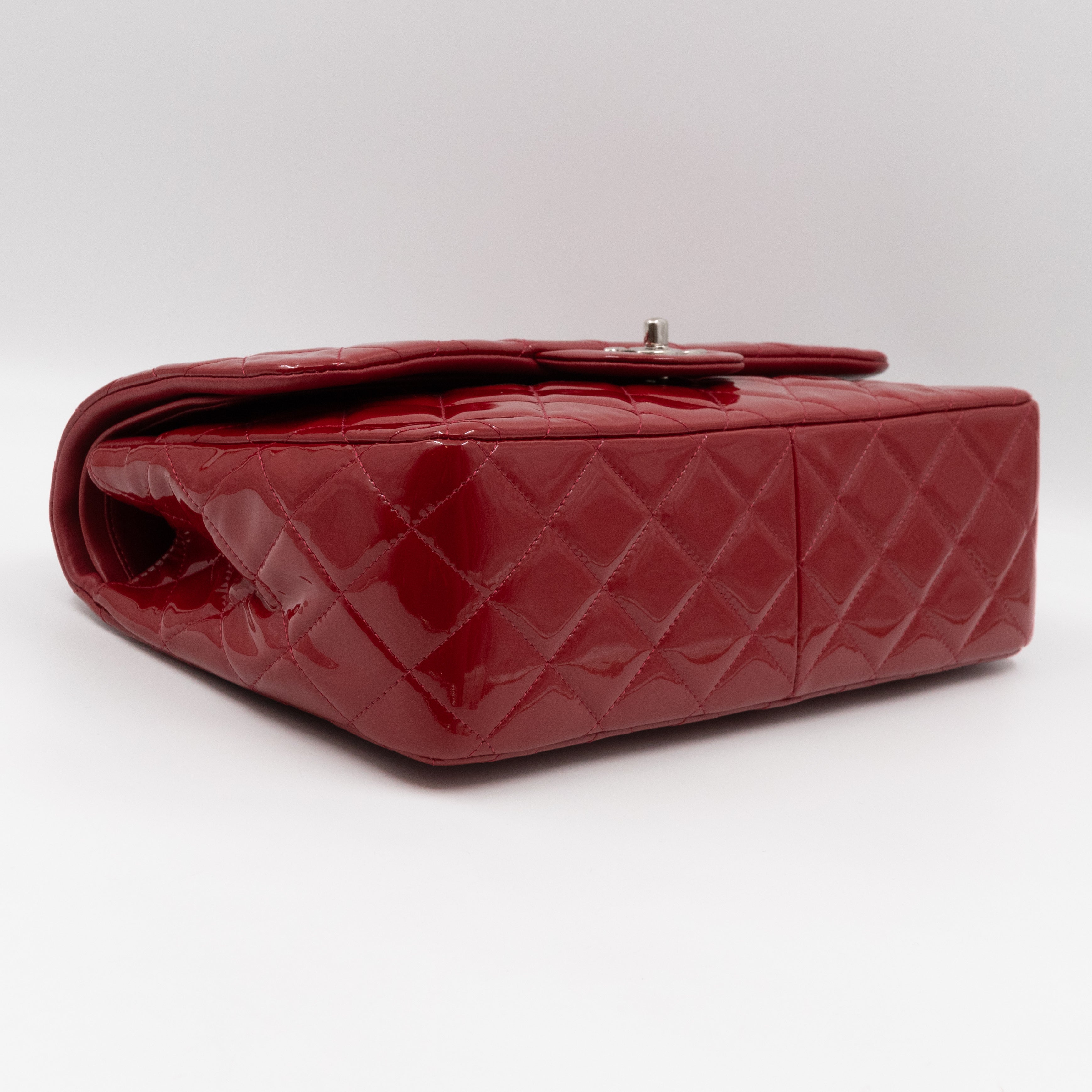 Classic Double Flap Jumbo Red Patent Leather