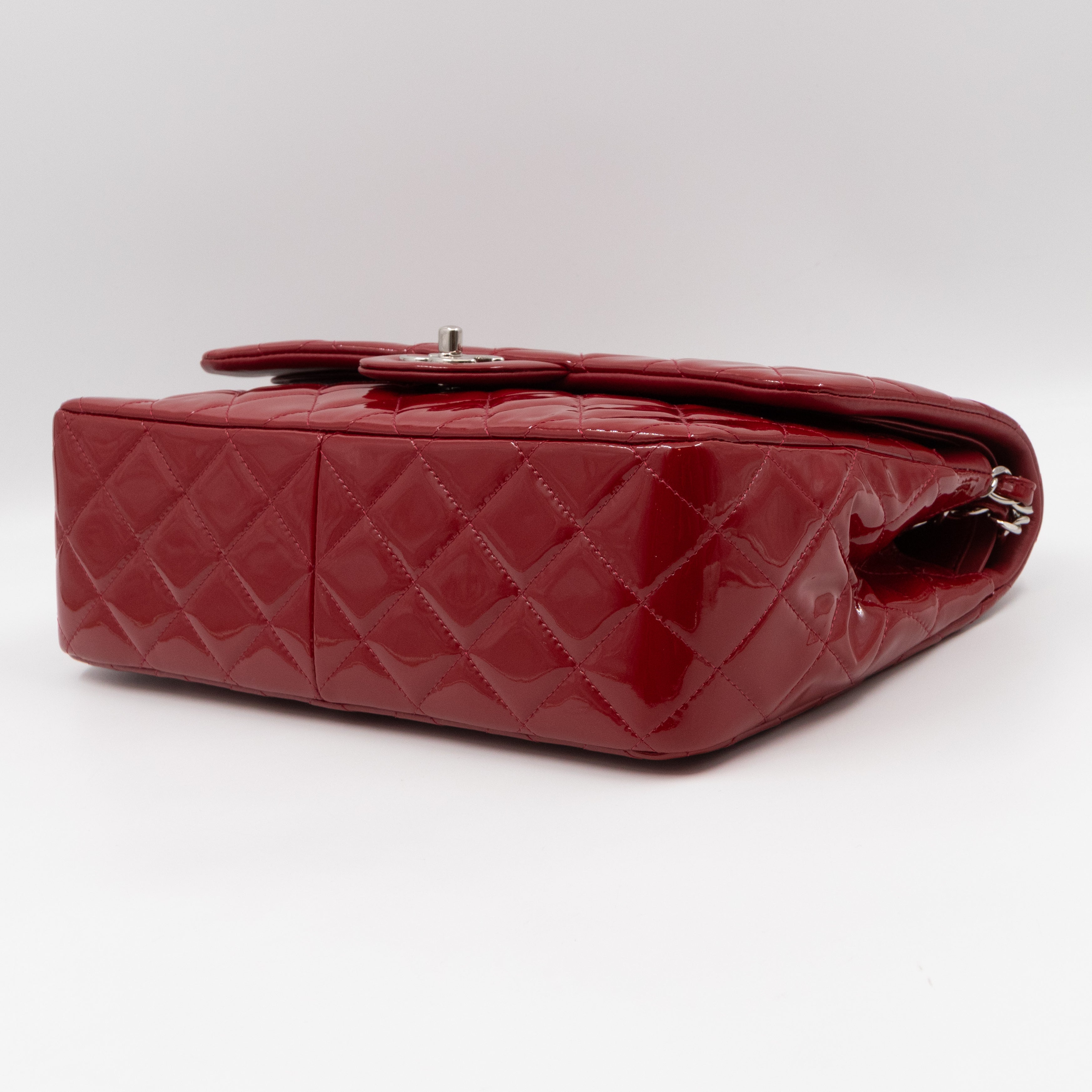 Classic Double Flap Jumbo Red Patent Leather