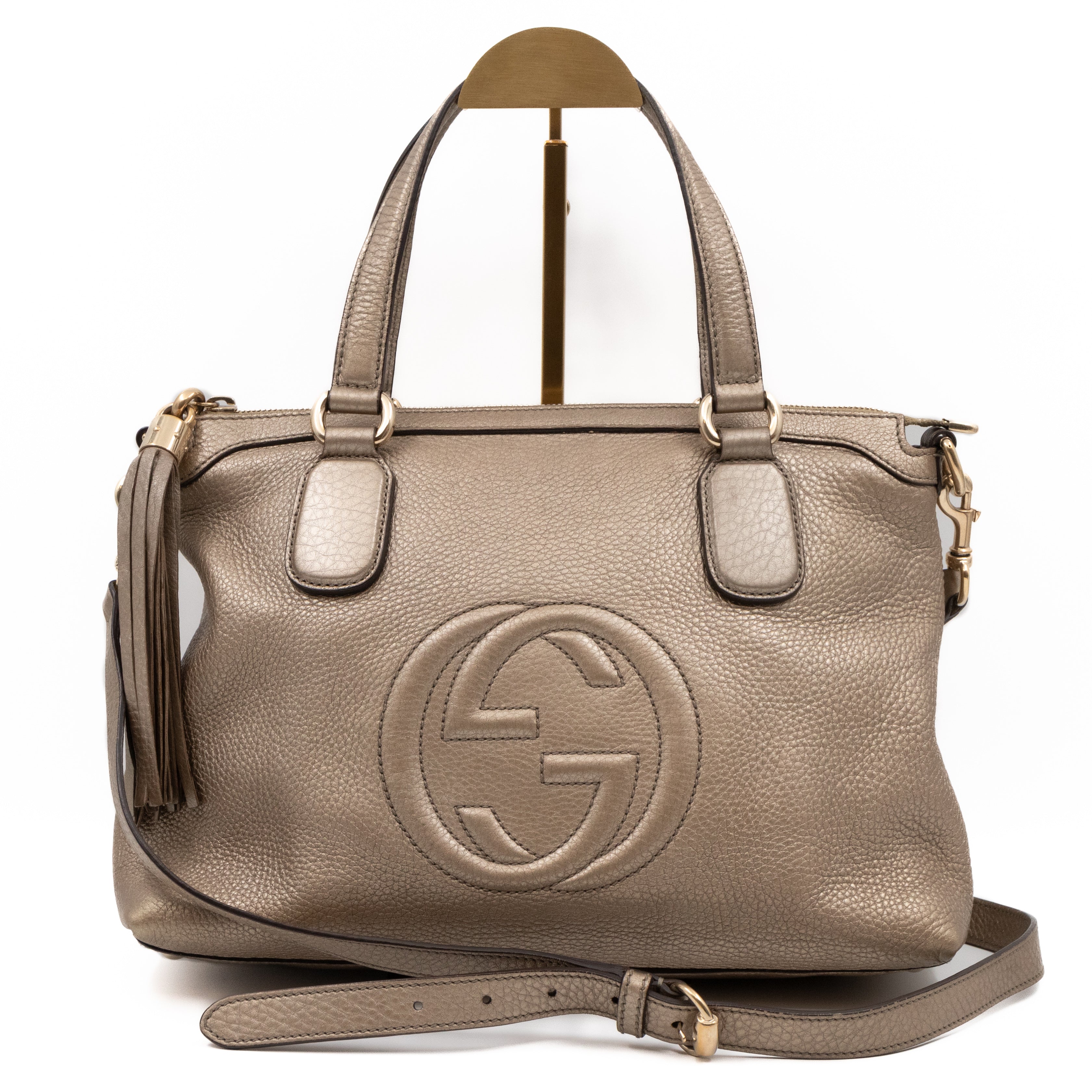 Gucci Gucci Soho Two Way Tote Shoulder Bag Champagne Leather