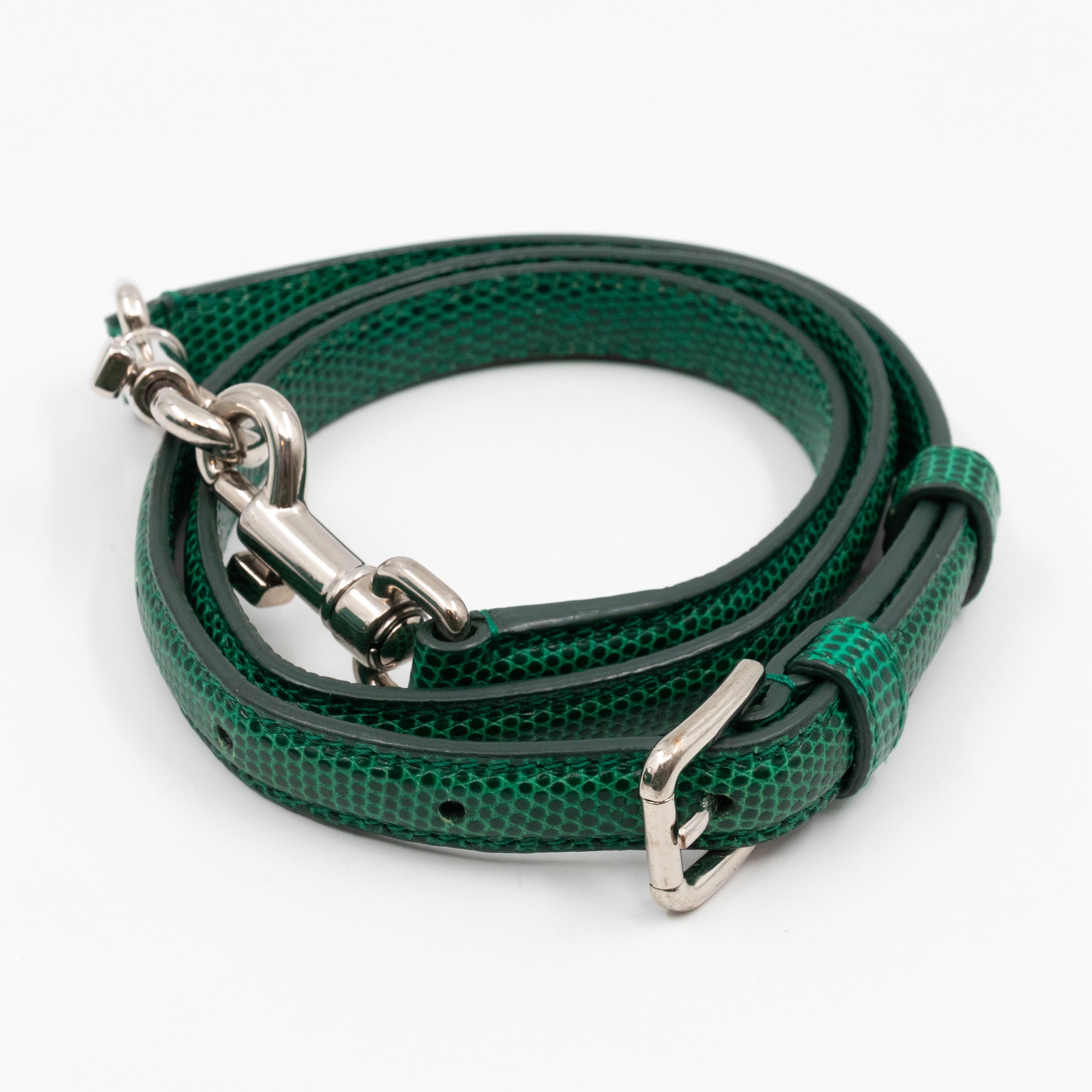 Miss Monica Top Handle Bag Lizard Embossed Leather Green