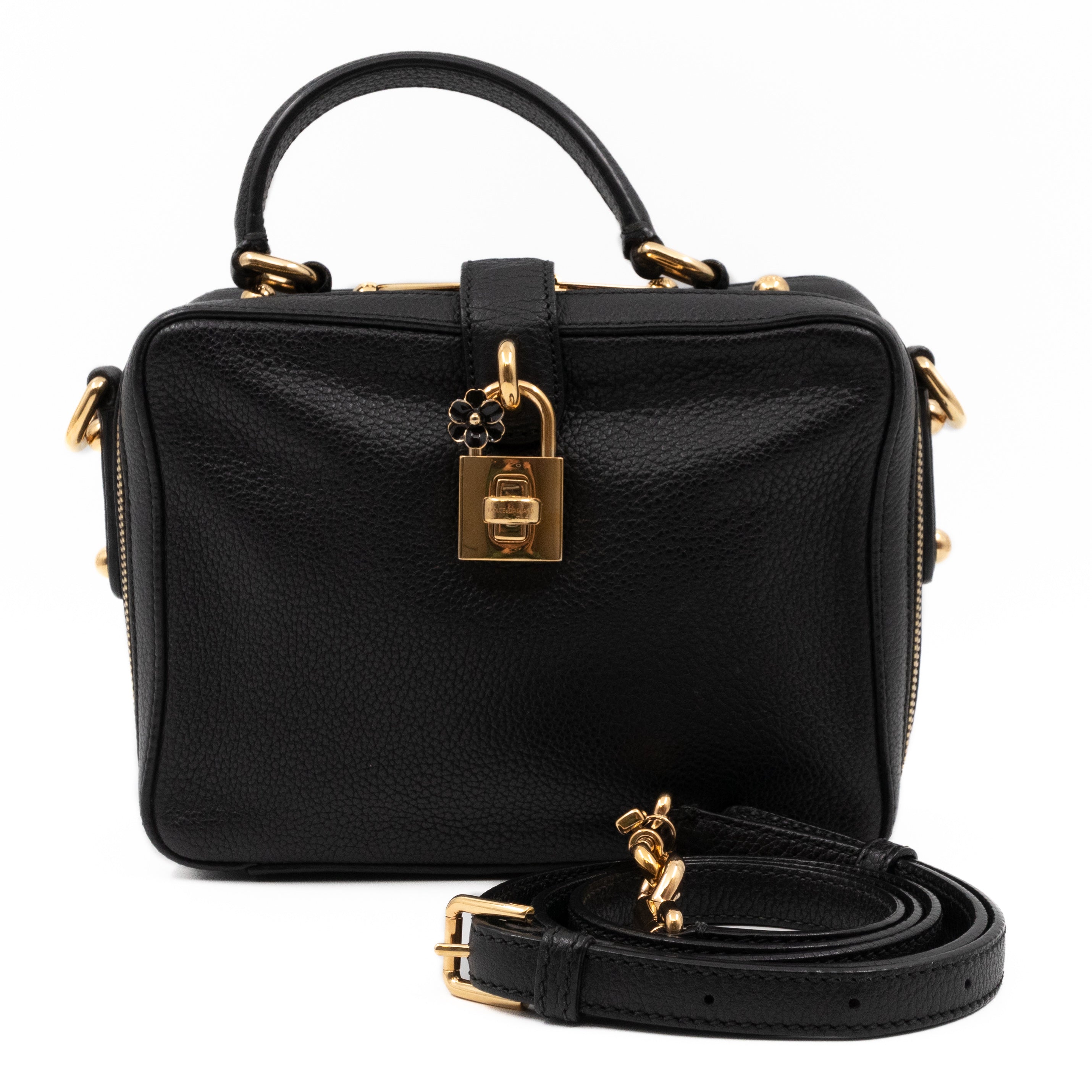 Rosaria Shoulder Bag Black Drummed Calfskin