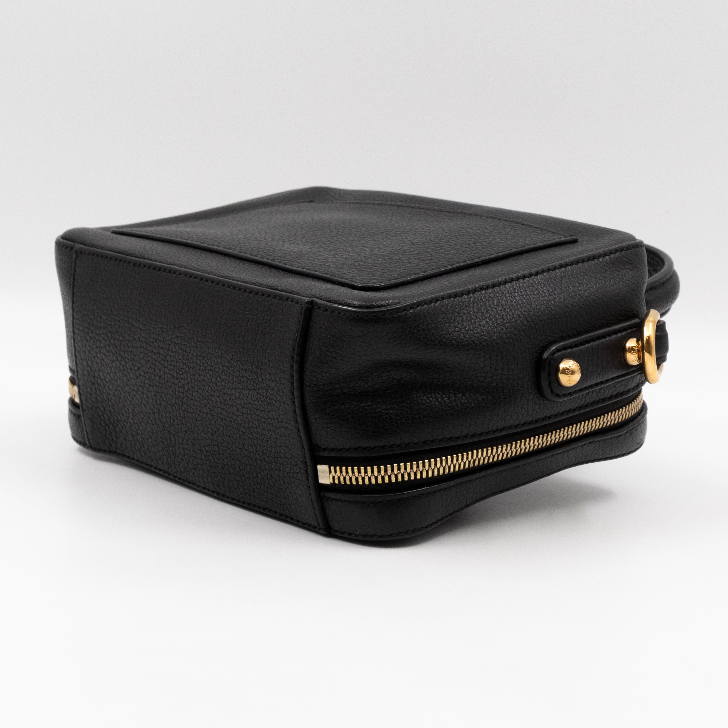 Rosaria Shoulder Bag Black Drummed Calfskin