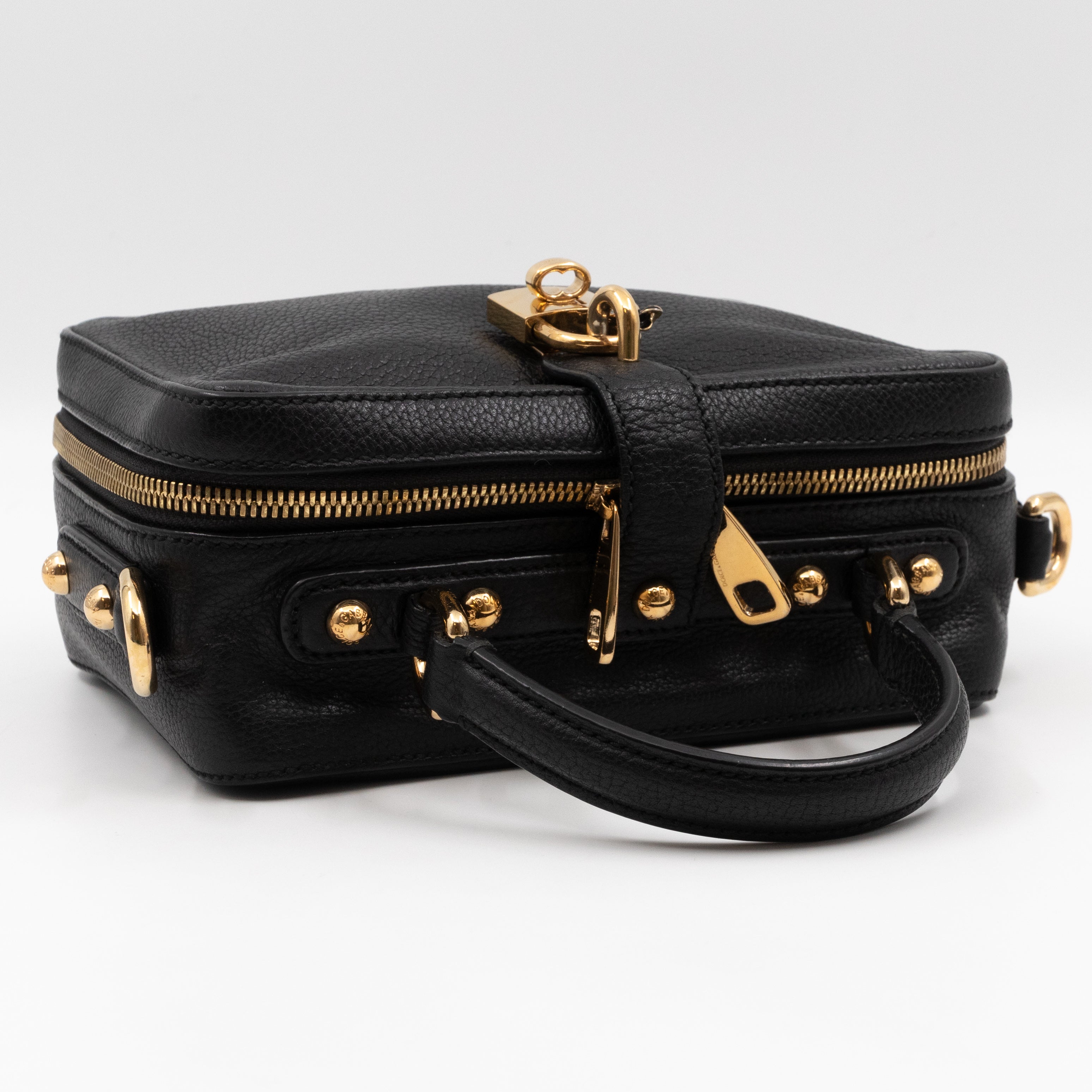 Rosaria Shoulder Bag Black Drummed Calfskin
