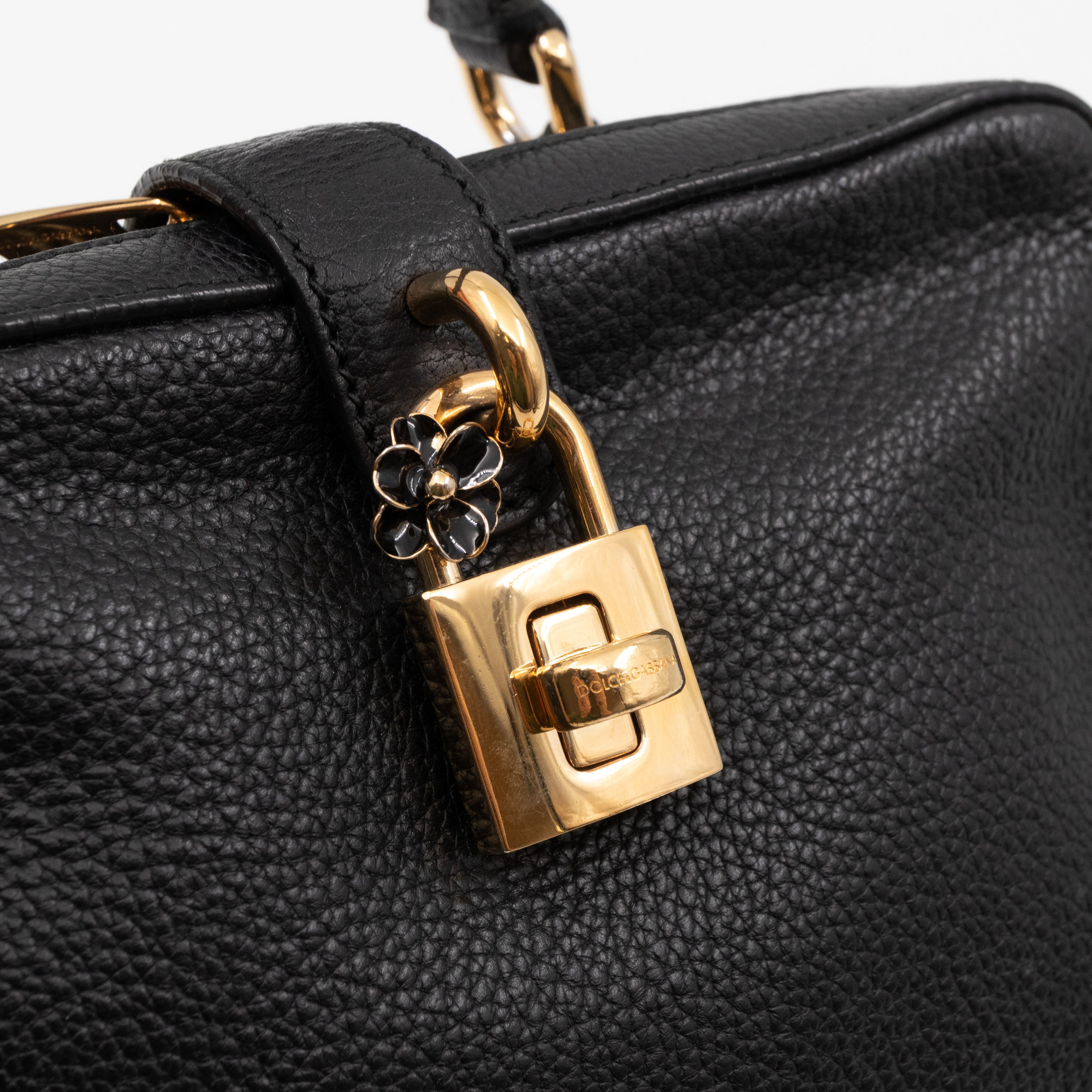 Rosaria Shoulder Bag Black Drummed Calfskin