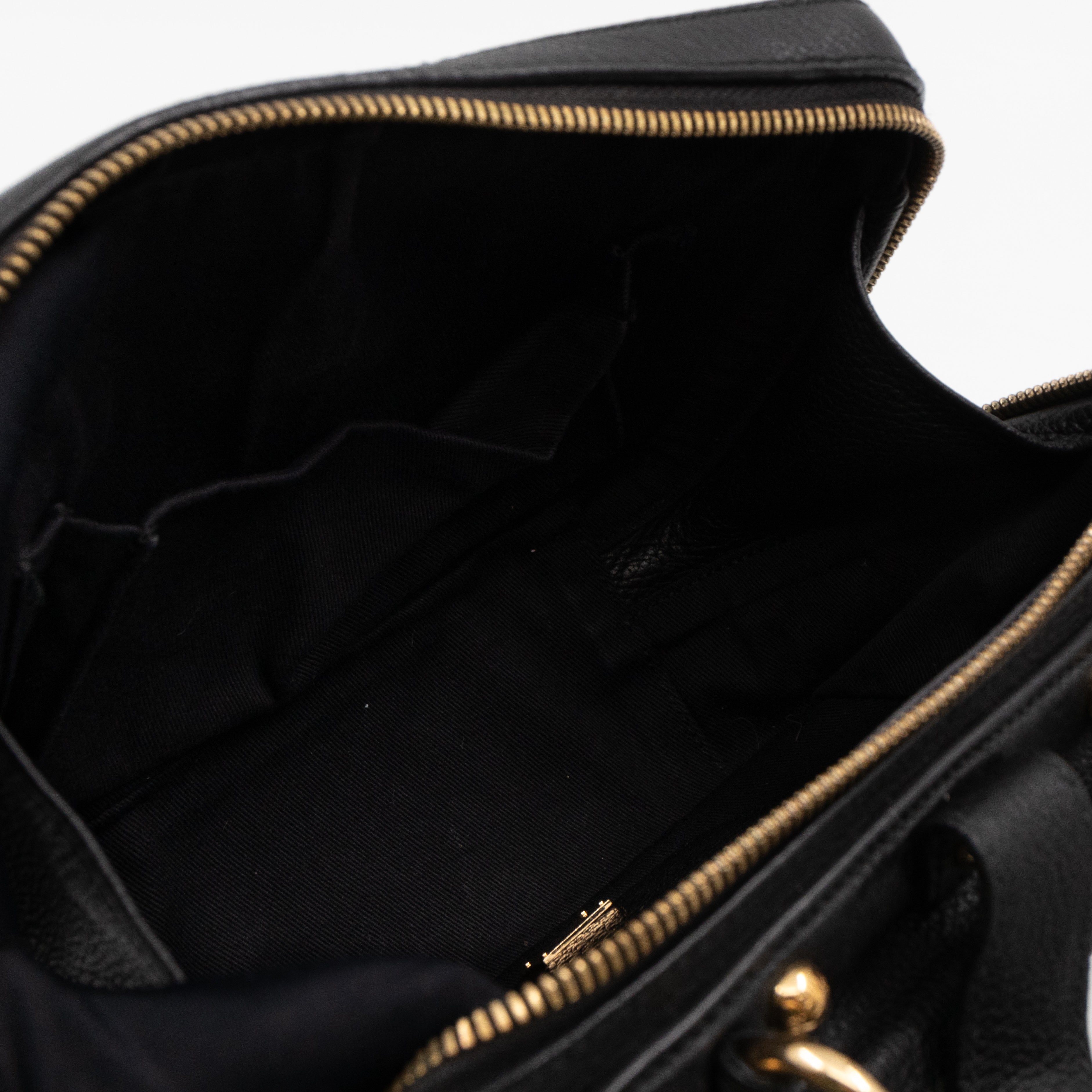 Rosaria Shoulder Bag Black Drummed Calfskin