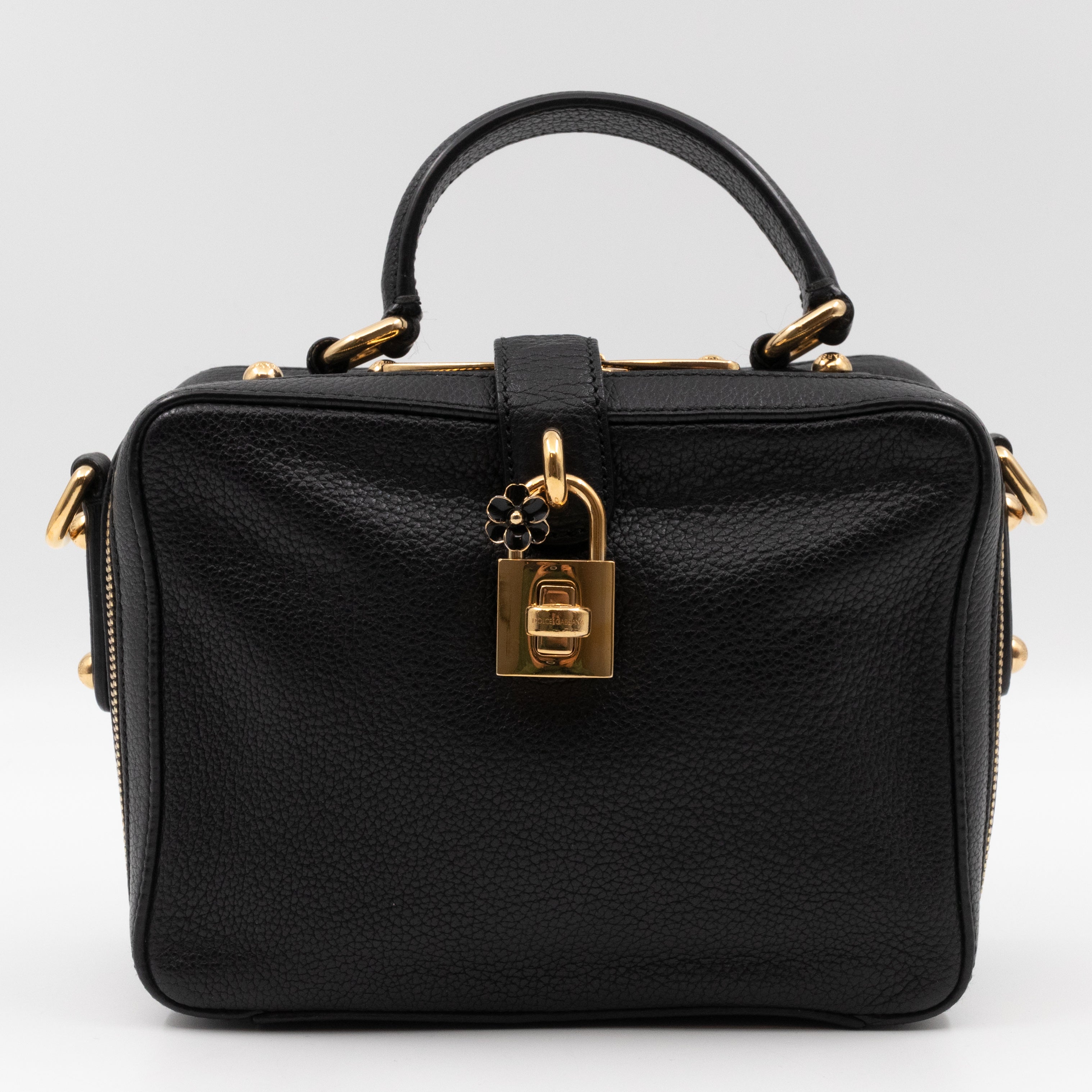 Rosaria Shoulder Bag Black Drummed Calfskin